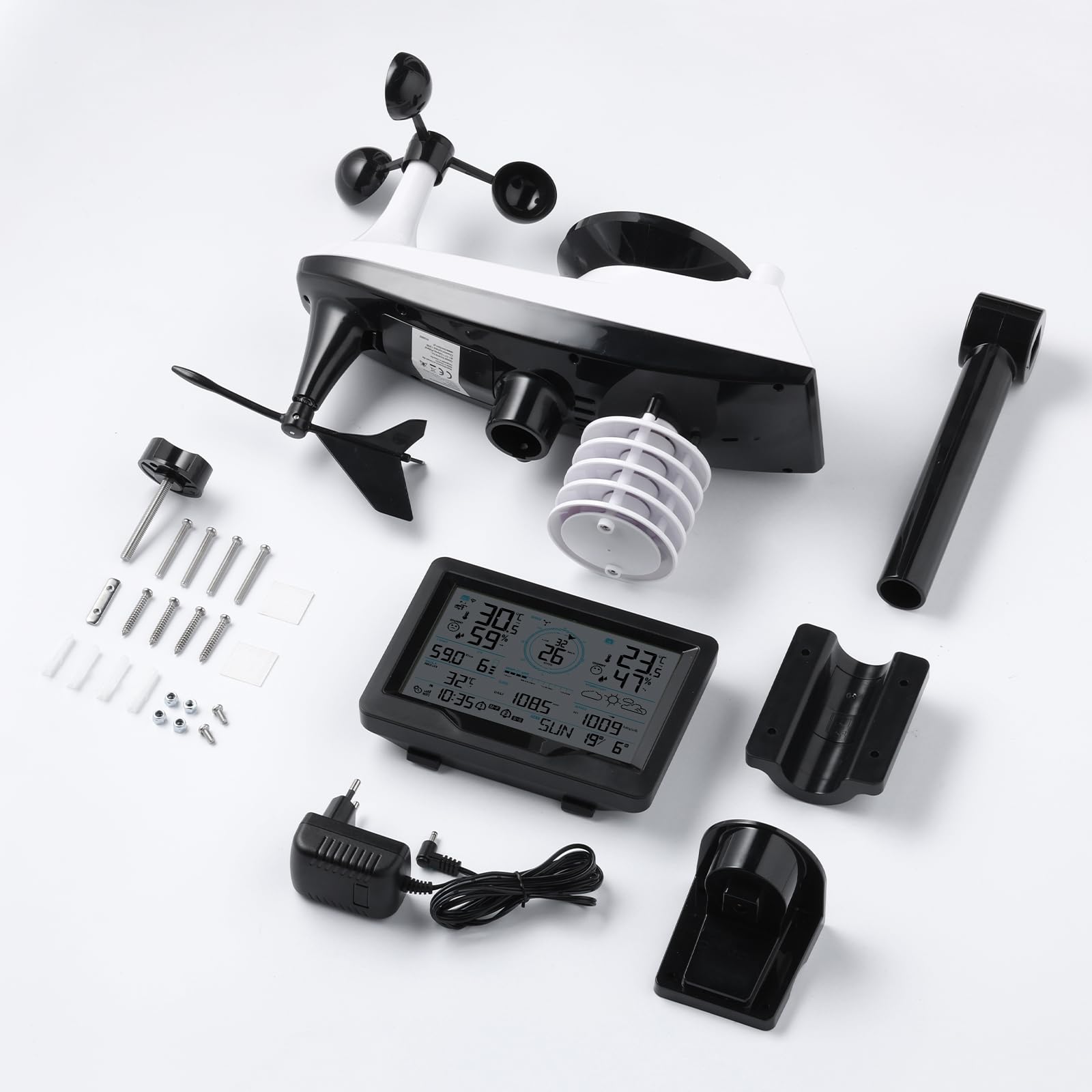 Raddy MN6 Stazione Meteo WiFi, Stazione Meteorologica Wireless 15 in 1 per Interno ed Esterno, Monitor Temperatura e Umidità con Pressione Atmosferica, Pluviometro, Vento, UV, Previsioni Meteo