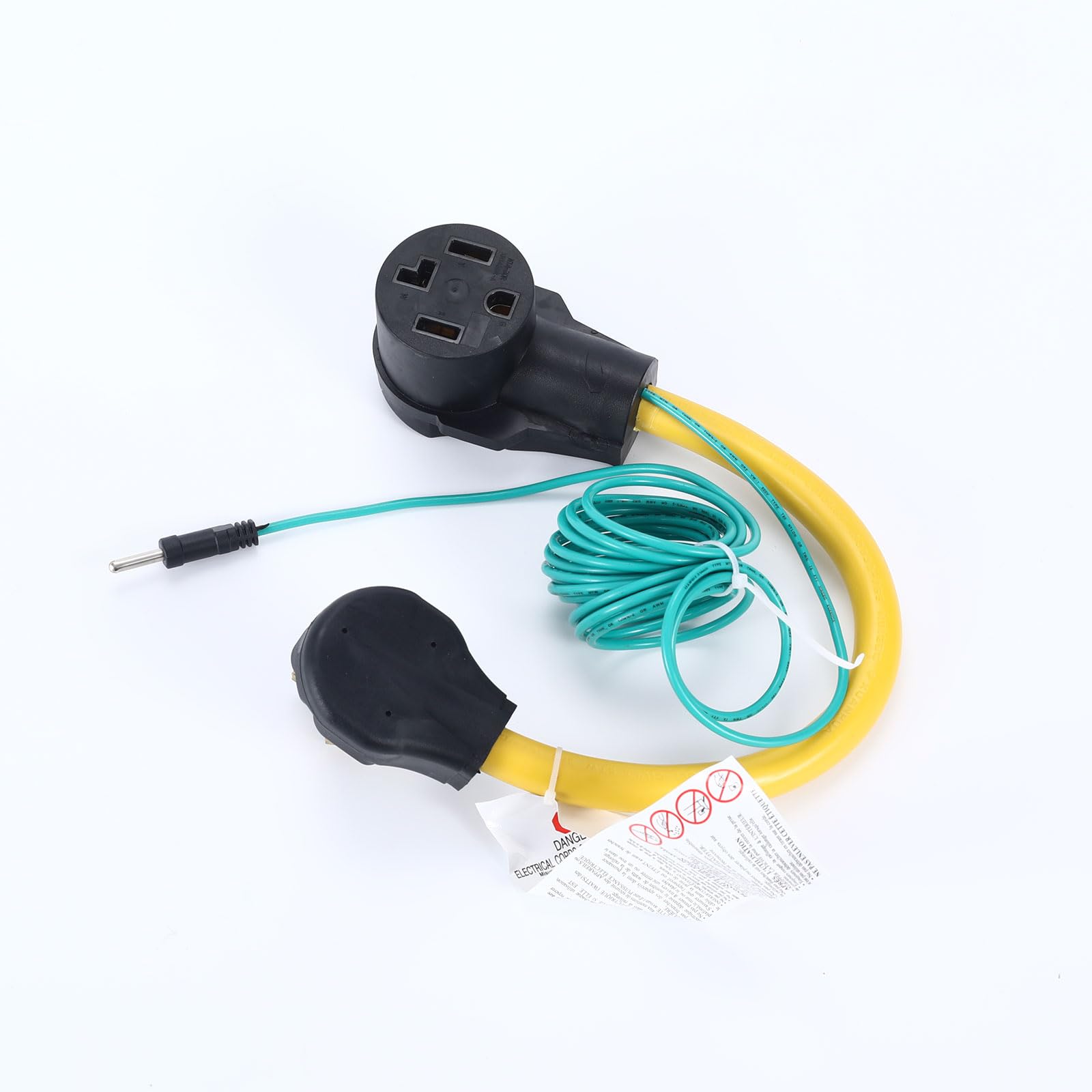 Generic Dryer Adapter 10-30P to 14-30R EV Charge Adapter 125/250Volt. 3 Prong 30Amp Male Plug to 4 Prong 30 Amp Female 1.5FT Extension Cord with Green