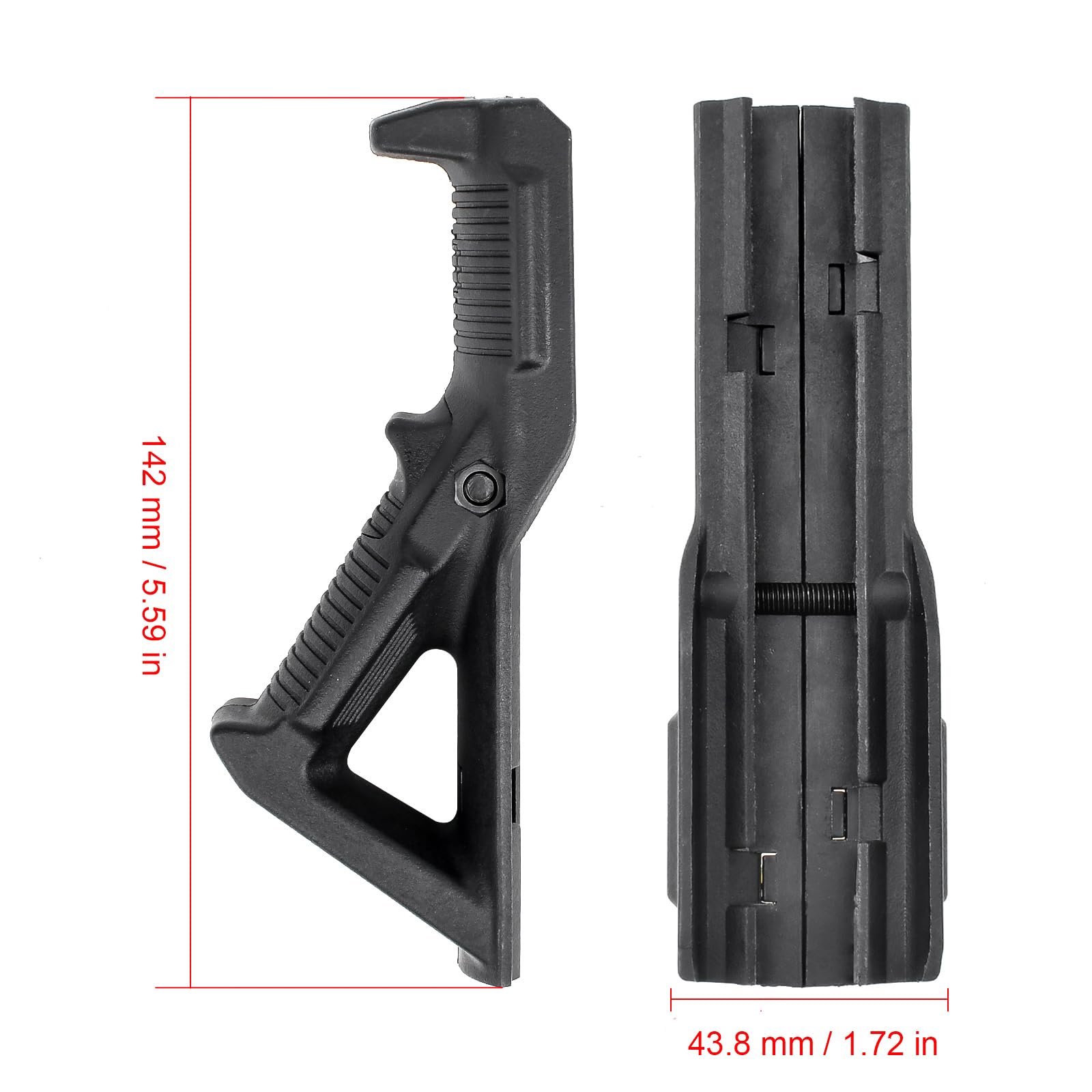 Impugnatura Anteriore Angolata In Nylon - Per Picatinny Rail 20mm - Design Ergonomico