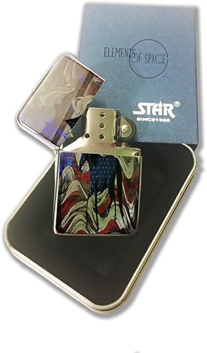 Miniatura 2 de Caballo Mustang Bandera Americana – Plata cromado bolsillo Lighter por elementos de espacio