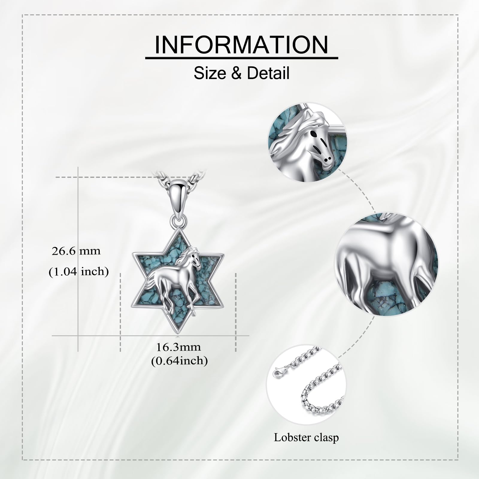 Collana con ciondolo a forma di stella di David, in argento Sterling e turchese, gioiello ebraico, regalo per donne e uomini, Turchese