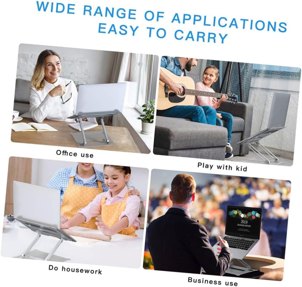 Mikikit Adjustable Height Laptop Stand Portable Laptop Computer Holder for Lap Aluminum Alloy