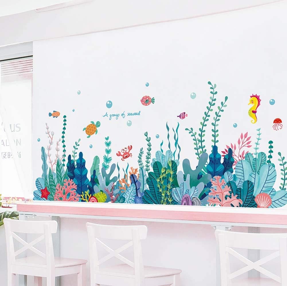 不二玩家 ウォールステッカー 海草 緑 葉 植物 北欧 ポスター インテリア 部屋の壁紙シール 3d立体 シミュレーション 大きめサイズ Diy モダンアート ウォールペーパー M0251 人気商品は