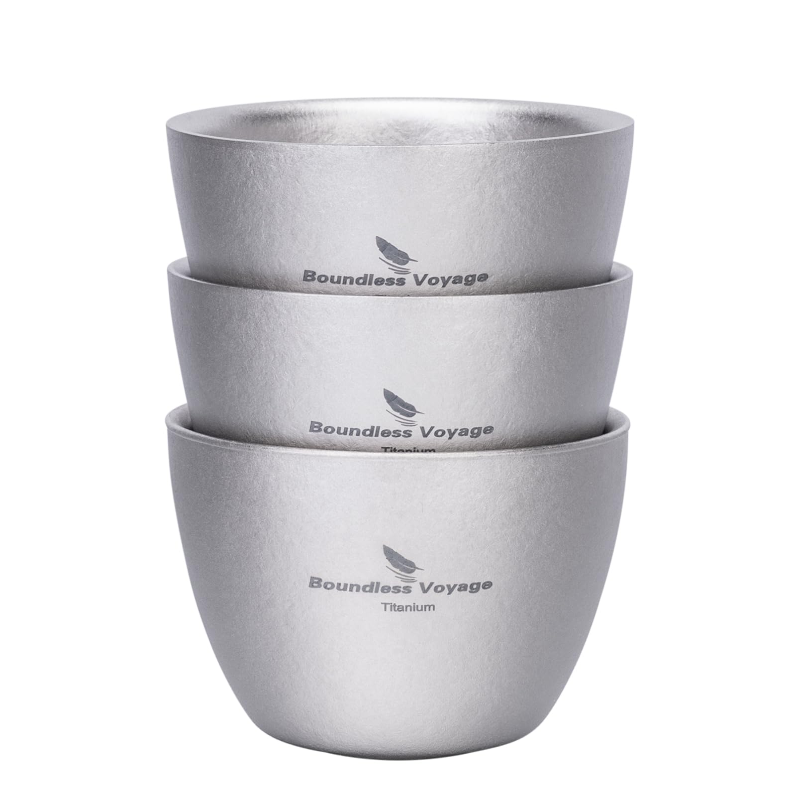 iBasingo 40ml Small Titanium Double-Walled Tea Cup Espresso Cup Mini Wine Sake Cup Reusable Outdoor Camping Hiking Travel Picnic Durable Drinkware Portable Tableware Ti3089D (Silver*3 Ti3089D)