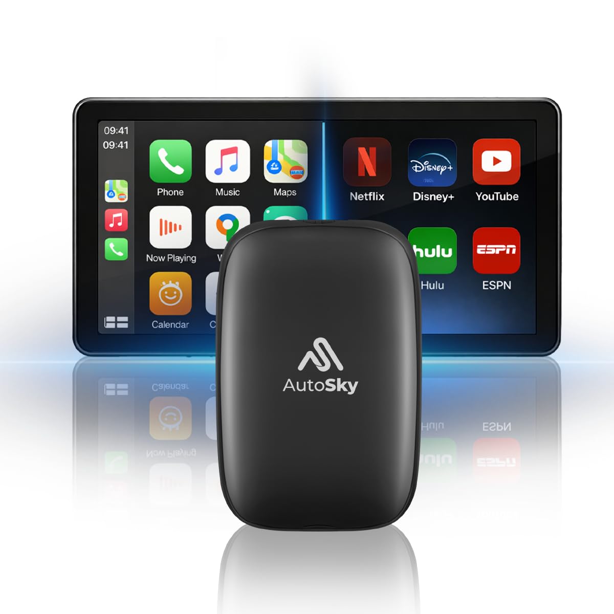 AUTOSKY AI Box Lite Flex – Wireless CarPlay & Android Auto Adapter with Selectable Stream…