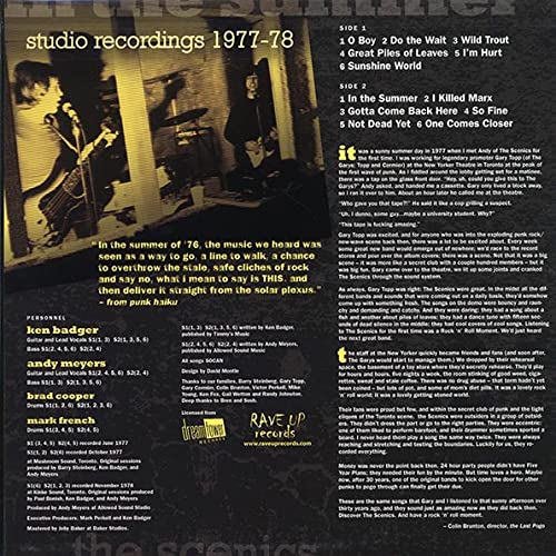 Vista 2 de In The Summer Studio Recordings 1977-78 by Scenics