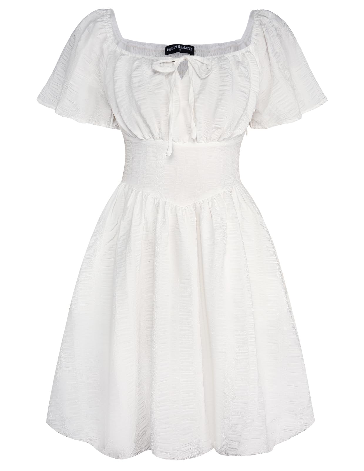 SCARLET DARKNESS Damen Renaissance Kleid Square Neck Bubble Kleid Mittelalter Mini Corsagenkleid