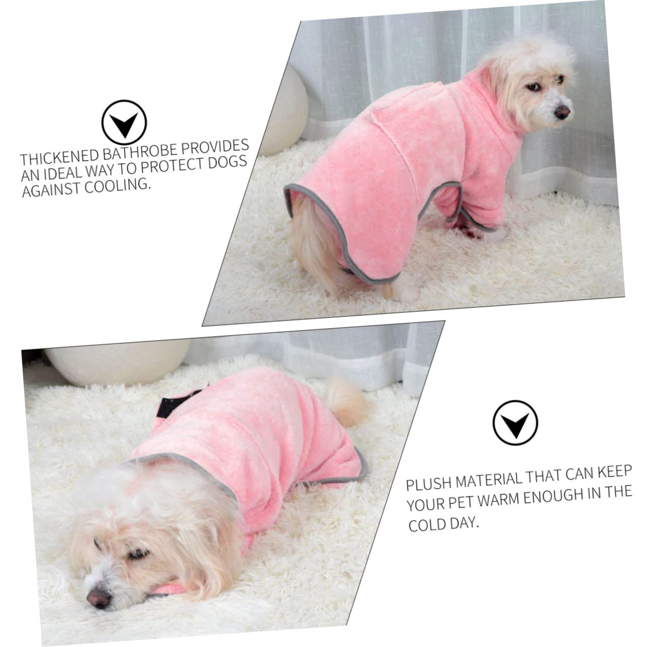 Toddmomy 3 Pièces Peignoir pour Chien de Bain pour Chien Serviette pour Chien Super absorbante Peignoir Chiot Absorbant Robe de séchage pour Animaux de Compagnie Rose