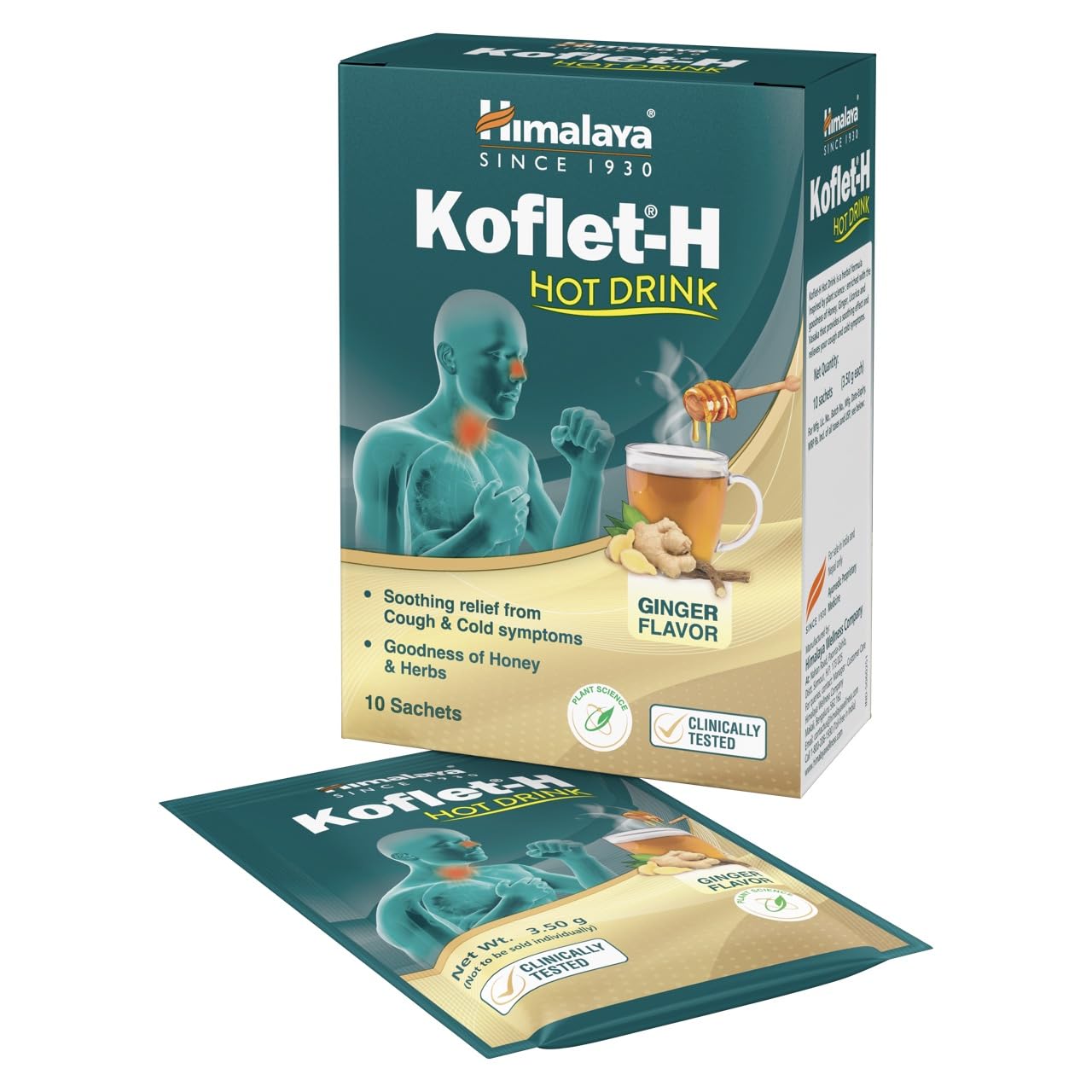 Himalaya Koflet-H Hot Drink | Ginger Flavor | Pack of 10 Sachets | Relief from Cough and Cold Symptoms | Contains Honey | Has Goodness of Herbs-image-4