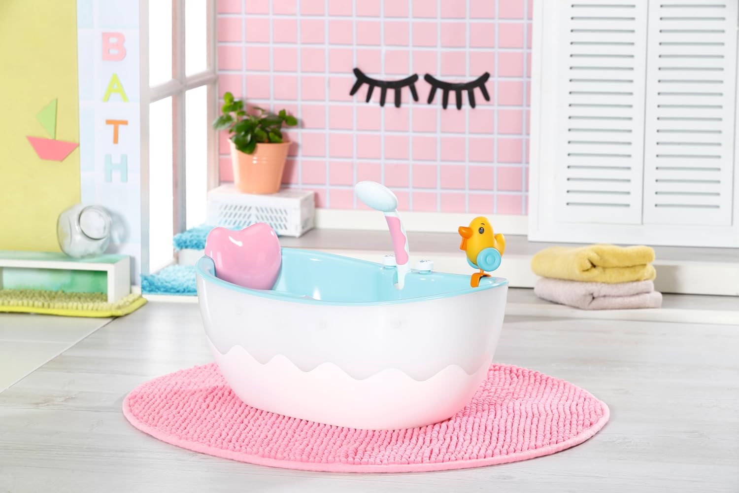 BABY born Bath Bañera - Accesorios para muñecas de 36 y 43cm con efectos de luz/sonido - para niños a partir de 3 años