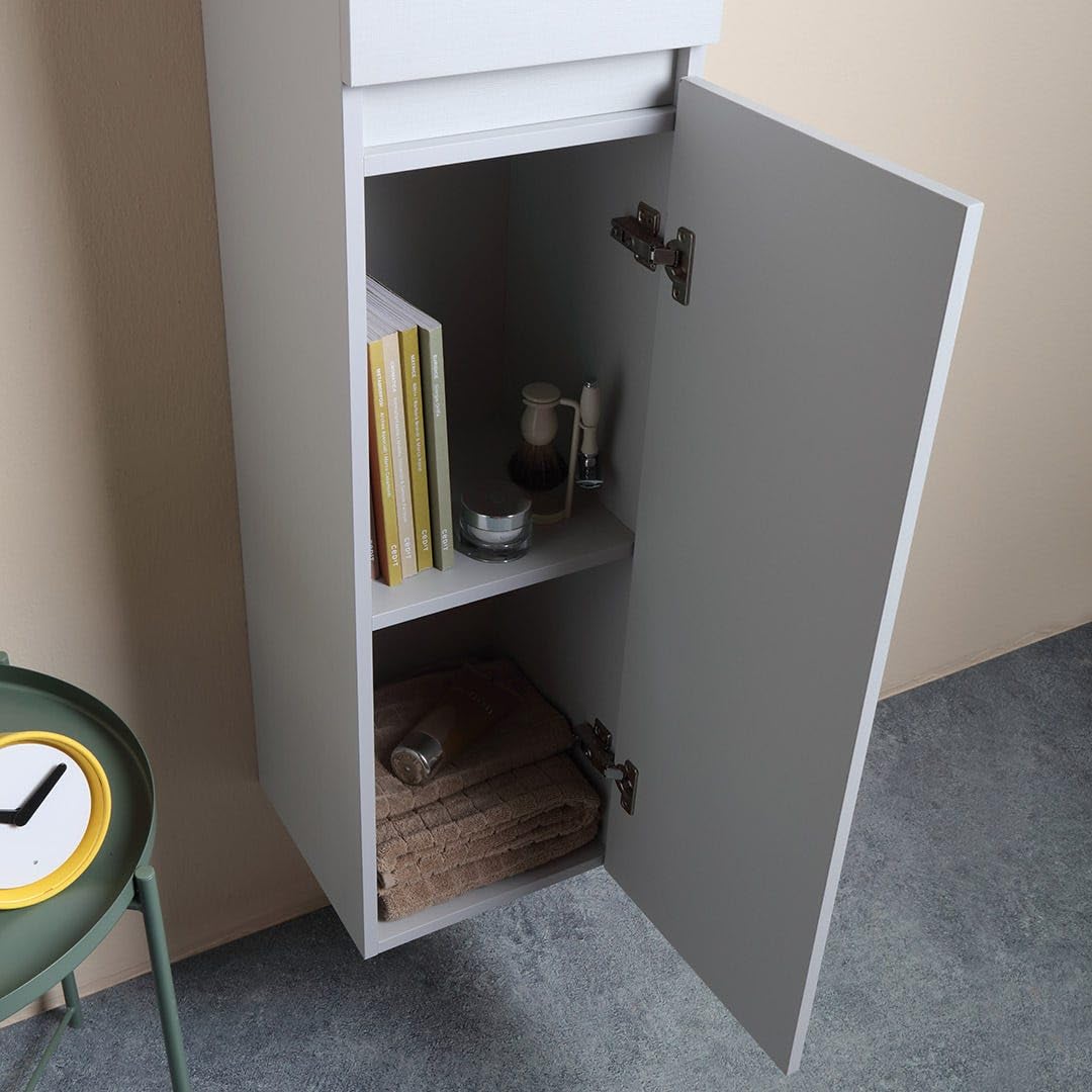 Kiamami Valentina - Columna de baño suspendida con 2 Puertas en Blanco Bosco de 30x170 cm