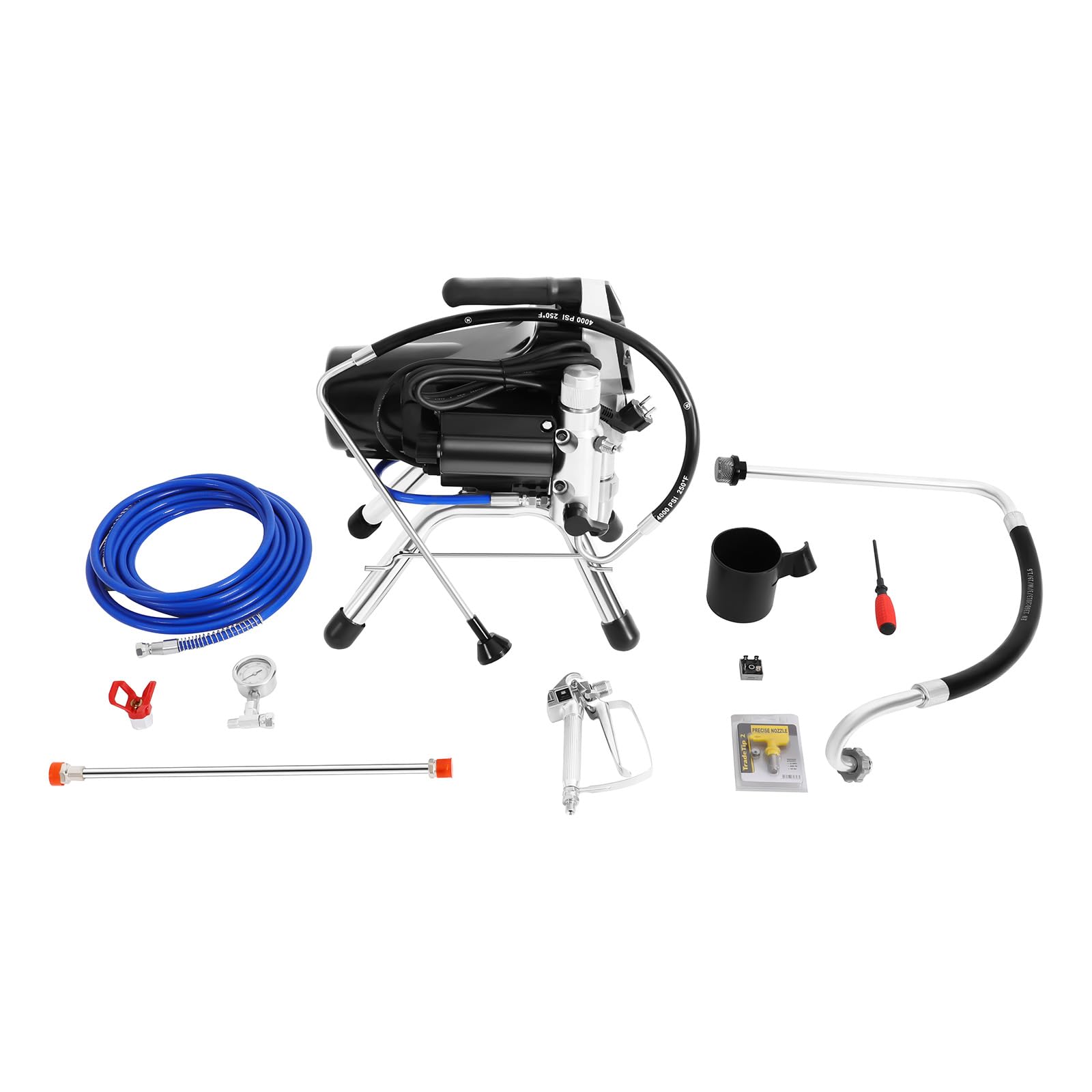 Pistola de pintura de pared Airless con tubo de alta presión y pistola pulverizadora, 1800 W, pulverizador de pintura eléctrico, 3300 PSI Airless para pinturas interiores y exteriores a base de agua y