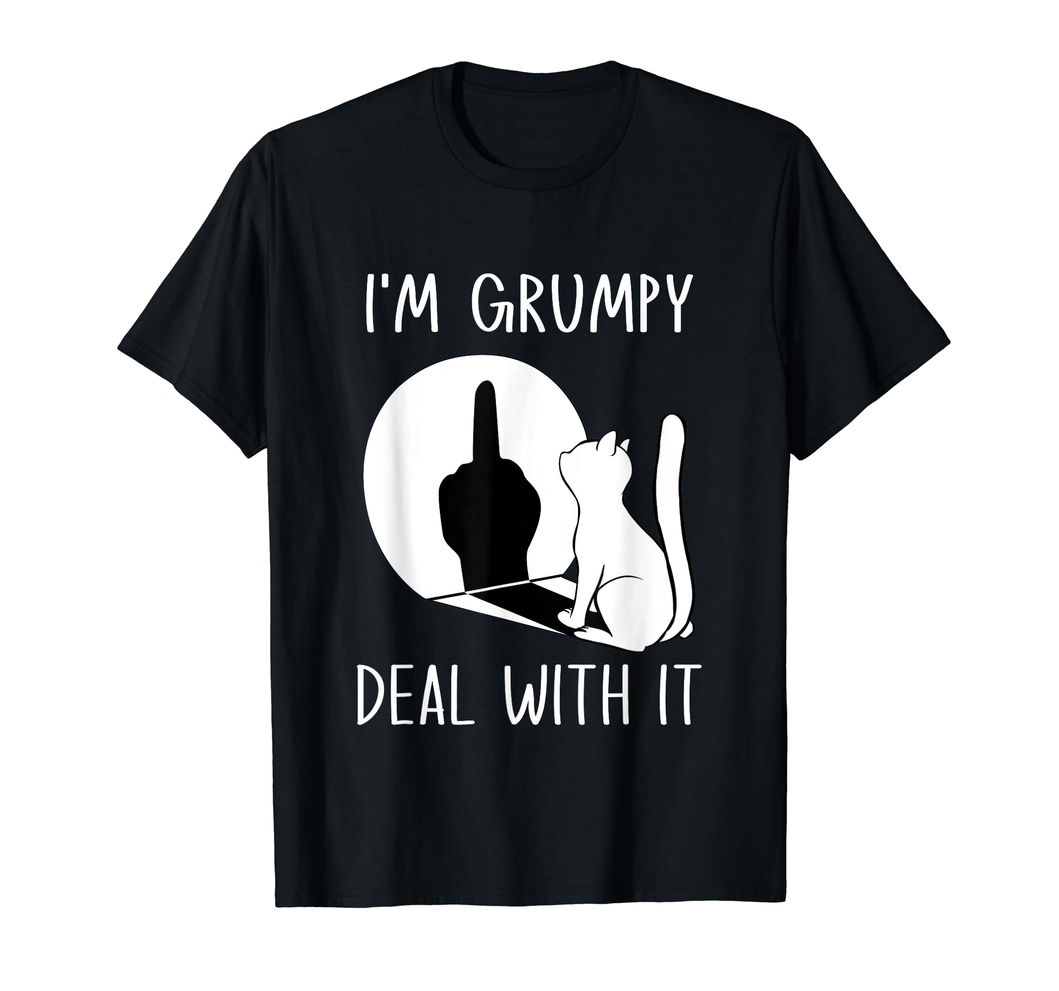 Funny Cat Shadow I'm Grumpy Deal With It T-Shirt