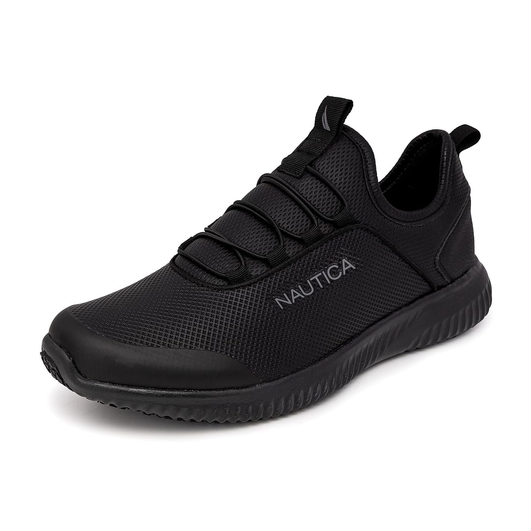 Nautica Slip On Black Non Slip Work Shoes, Safety Water Resistant Chef Kitchen Trabajo Zapatos Restaurant or Food Service Sneakers - Comfortable and Lightweight for Men and Women