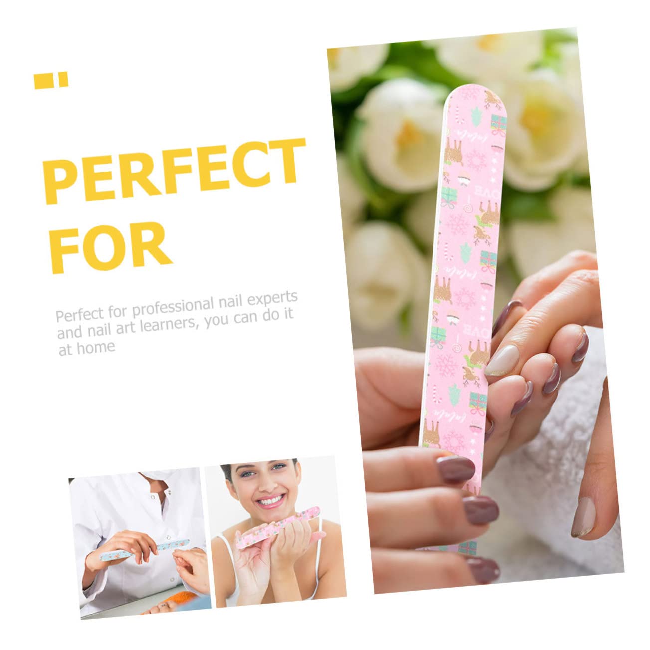 75piezas Limas De Uñas De Navidad Archivos De Manicura y Pedicura De Doble Cara Limas Portátiles Para Uñas Naturales y Artificiales Diseño Festivo Para De Mujeres y Niñas