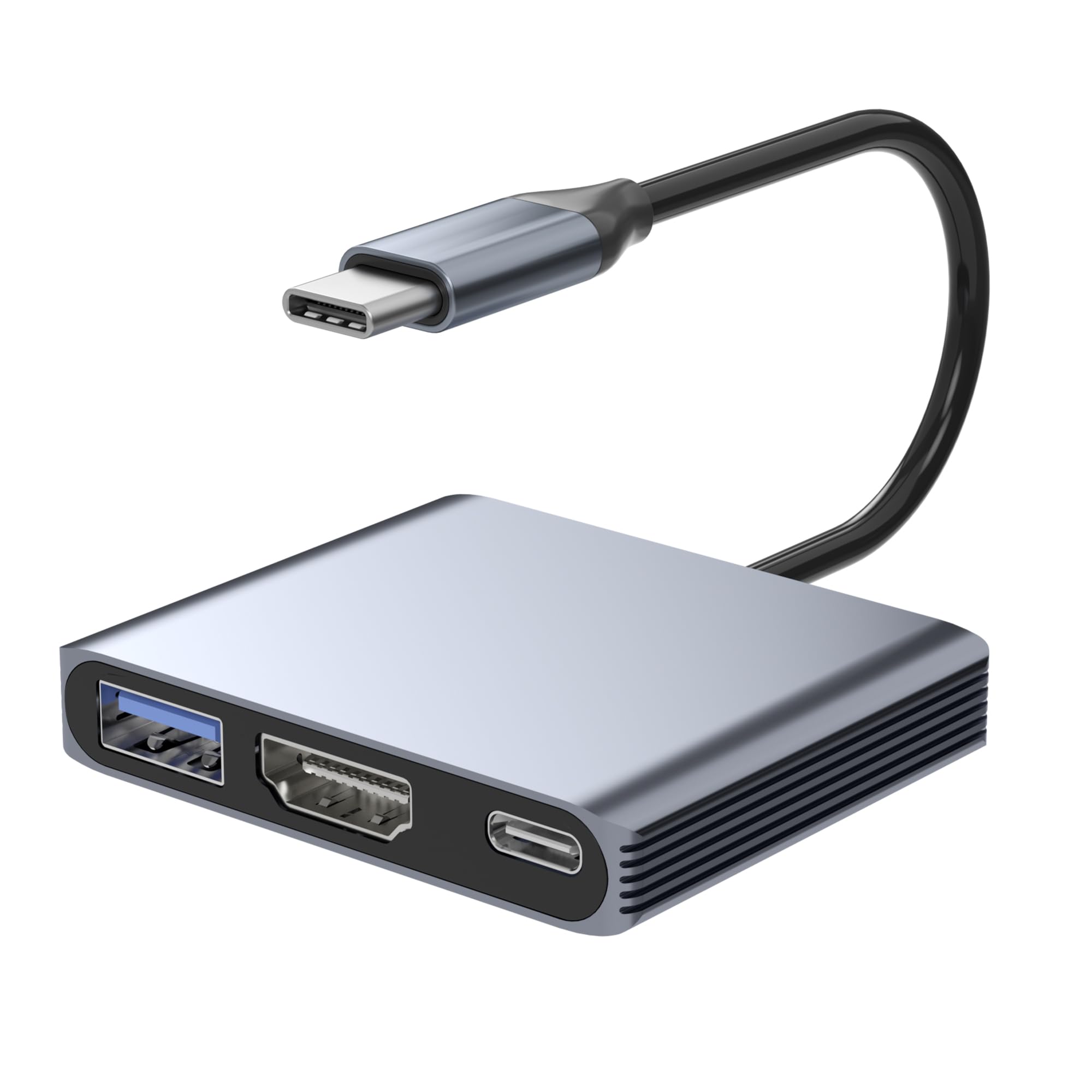 Adapter USB C na HDMI, 3 w 1 cyfrowy wieloportowy adapter AV z wyjściem HDMI 4K, PD 100 W i portem USB 3.0, klucz USB C, kompatybilny z MacBook Pro, MacBook Air, iPad Pro, iPhone 15Pro/16, Dell, HP