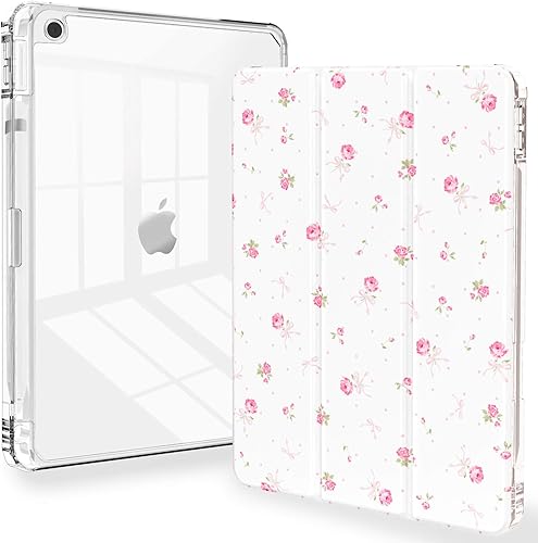 Miniatura 19 de Feams Funda para iPad de 9ª generación, funda triple para iPad 10.2, cubierta trasera transparente con soporte para lápiz y apagado Ángel
