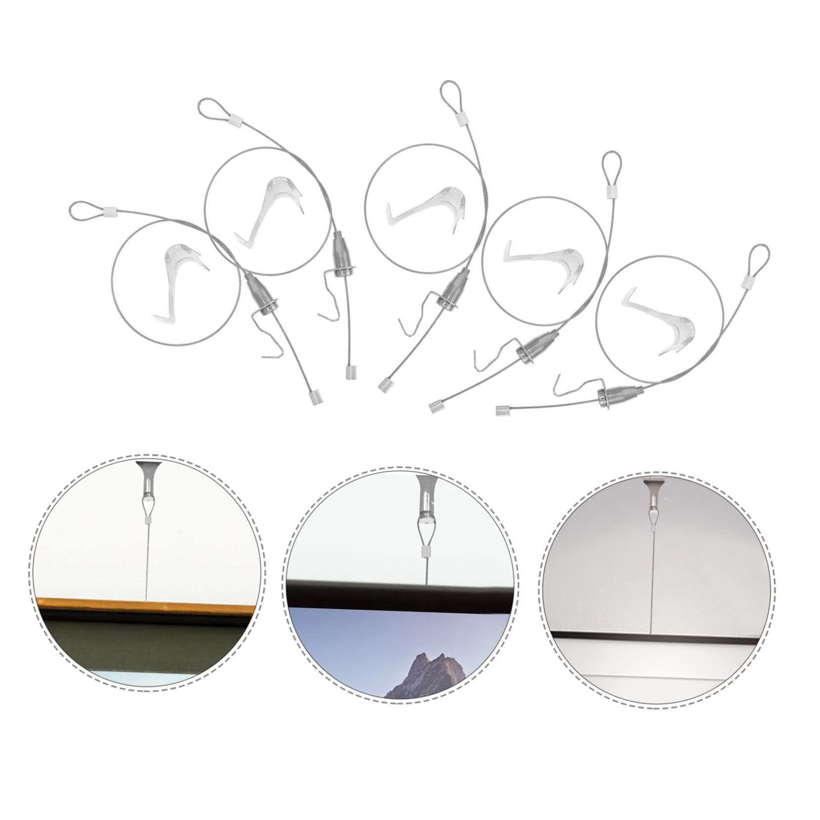 Kit per Appendere Quadri Filo Regolabile, Ganci Argento