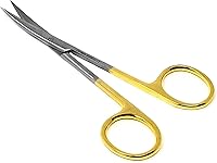 Vista 3 de T/C IRIS MICRO TIJERAS CURVADAS 4.5" CON INSERTOS DE CARBRO TUNGSTEN CON MANGO ORO (HTI MARCA)