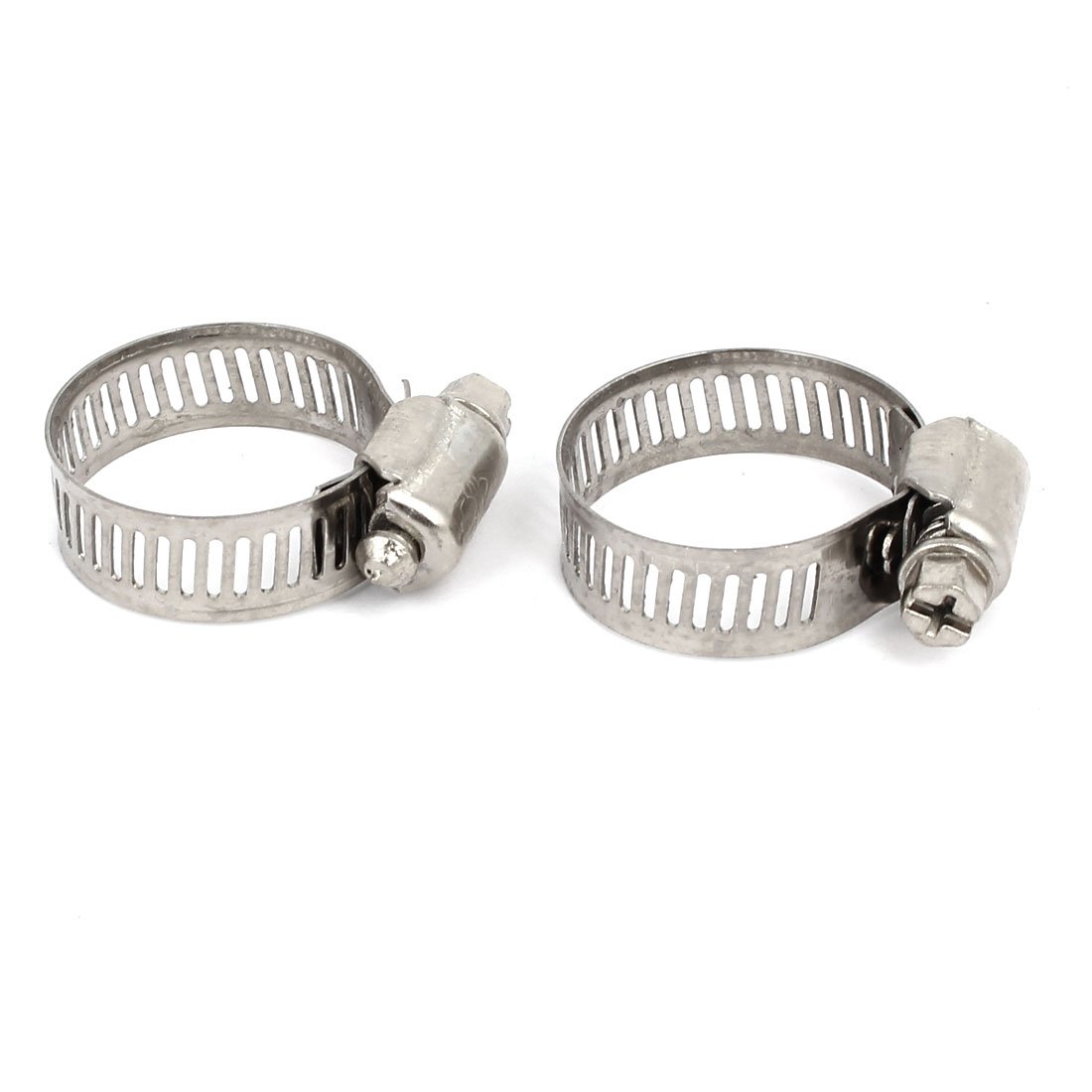 Aexit Metal Adjustable Clamps Cable Tight Worm Gear Hose Clamp Silver Tone Strap Clamps 22-32mm 5pcs