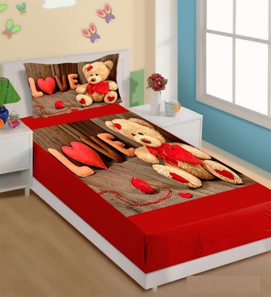 THE HOME STYLE 3D Digital Print Velvet bedsheet Single Bed with 1