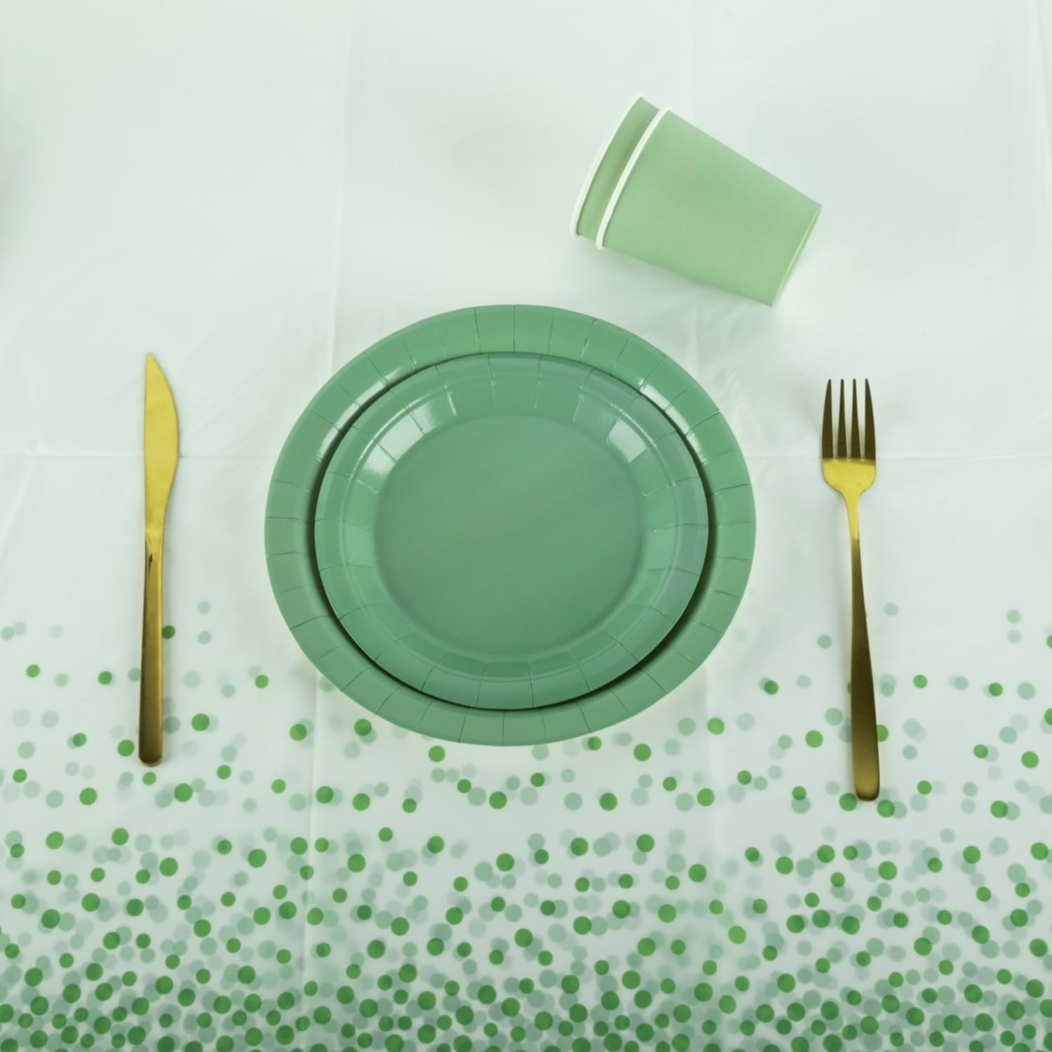 CEILIWEN 10 Pack Rectangular Plastic Tablecloths, White & Green Party Table Covers (274x137cm) - Image 4