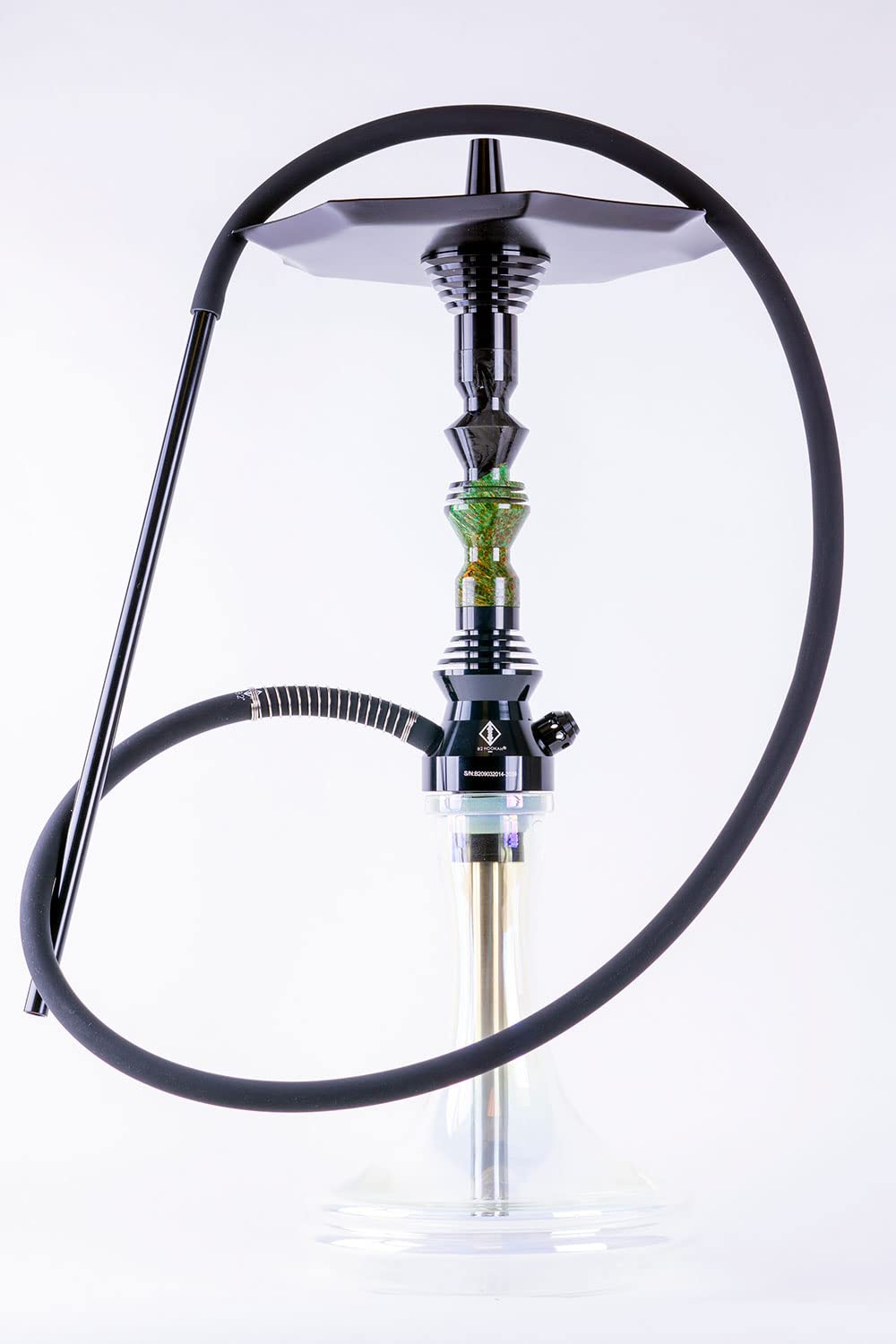 B2 Hookah Precious Cut Collection Black Green Stabilized Wood INCLUDES MATCHING VASE