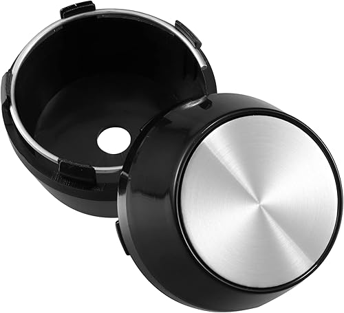 Miniatura 5 de ACROPIX Tapones centrales de rueda con forma de frustum de 2.362 in con 5 clips con adhesivo en tono plateado, color negro, paquete de 4