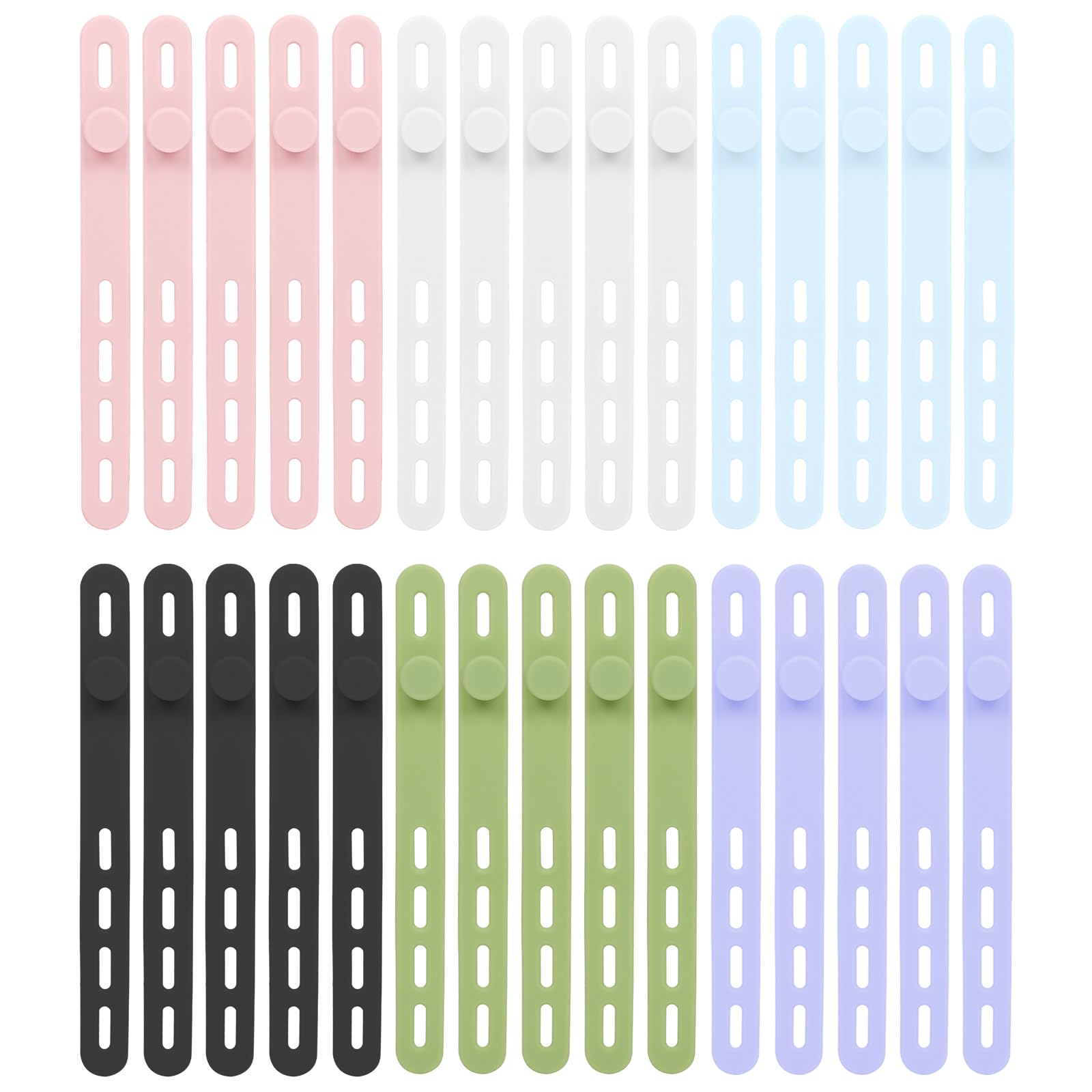 Donruby 30Pcs Silicone Cable Ties - Reusable & Washable with Locking Buckles, Adjustable Fastening Cable Management Straps, Multi-Purpose High