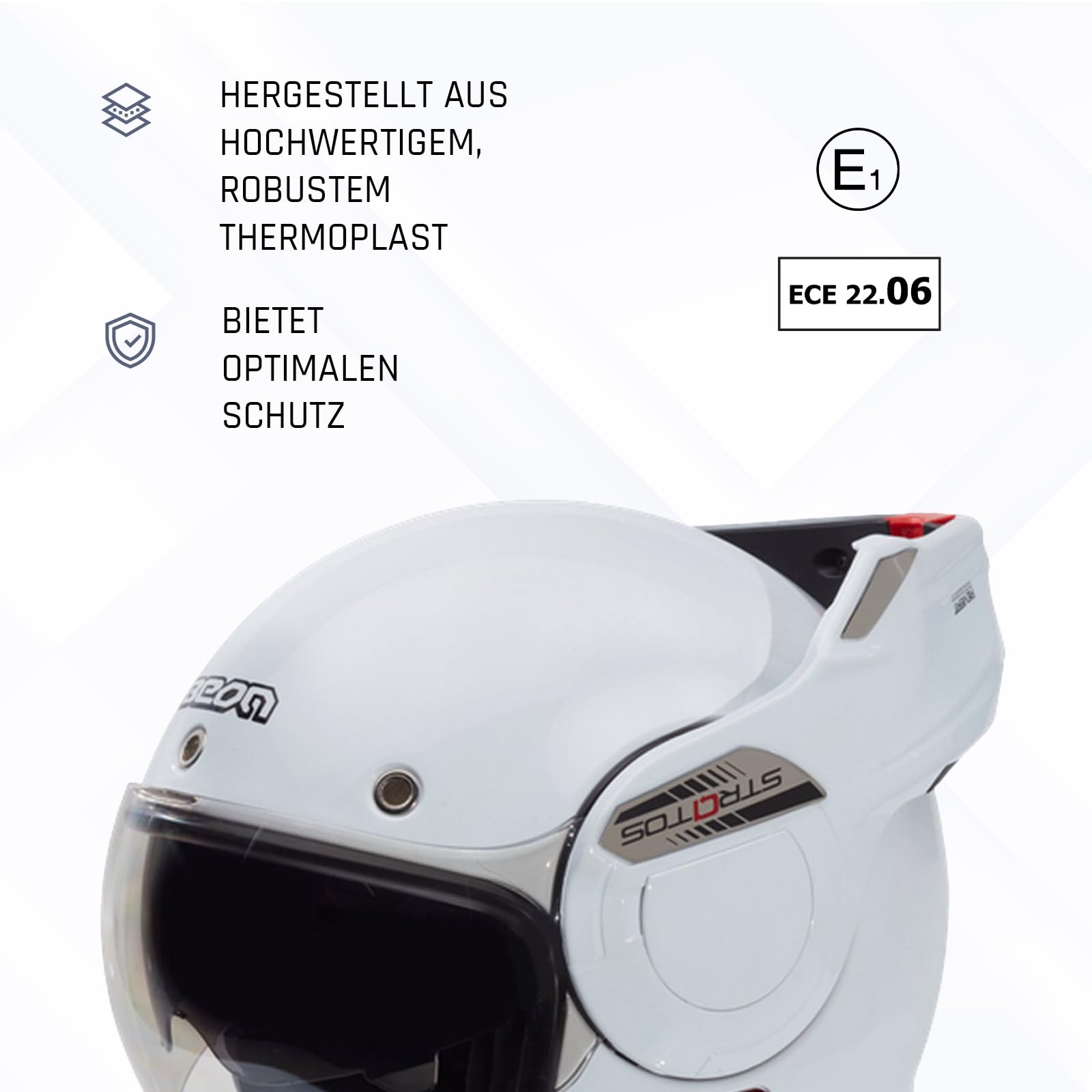 BEON Stratos Motorradhelm - Systemhelm Klapphelme mit Visier und Sonnenblende - Rollerhelm Sonnenblende - Motorrad Helm Damen & Herren - Integralhelm 180° Klappbar - Anti-Kratz-Visier - S