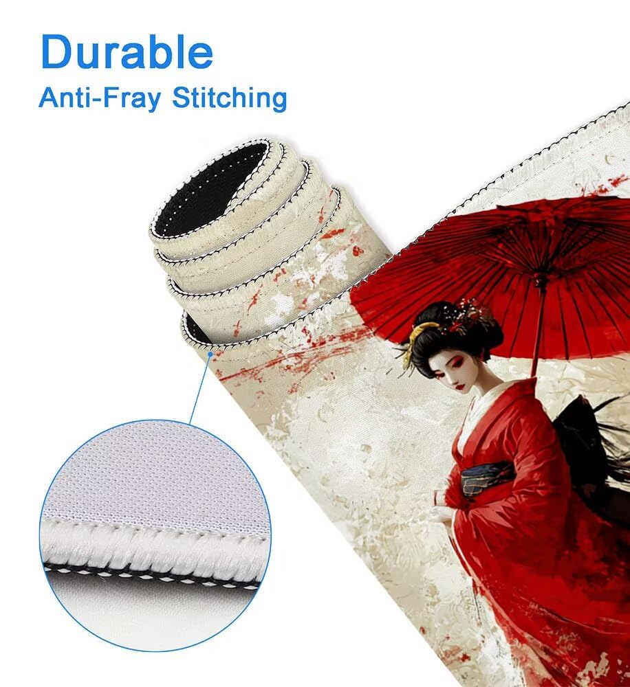 Podkładka pod mysz do gier, duża podkładka pod mysz XXL 1000 x 500 x 3 mm beżowa pod ręką ze zszytymi krawędziami, podkładka pod mysz do gier XXL Japonia wodoodporna antypoślizgowa do PC, akcesoriów