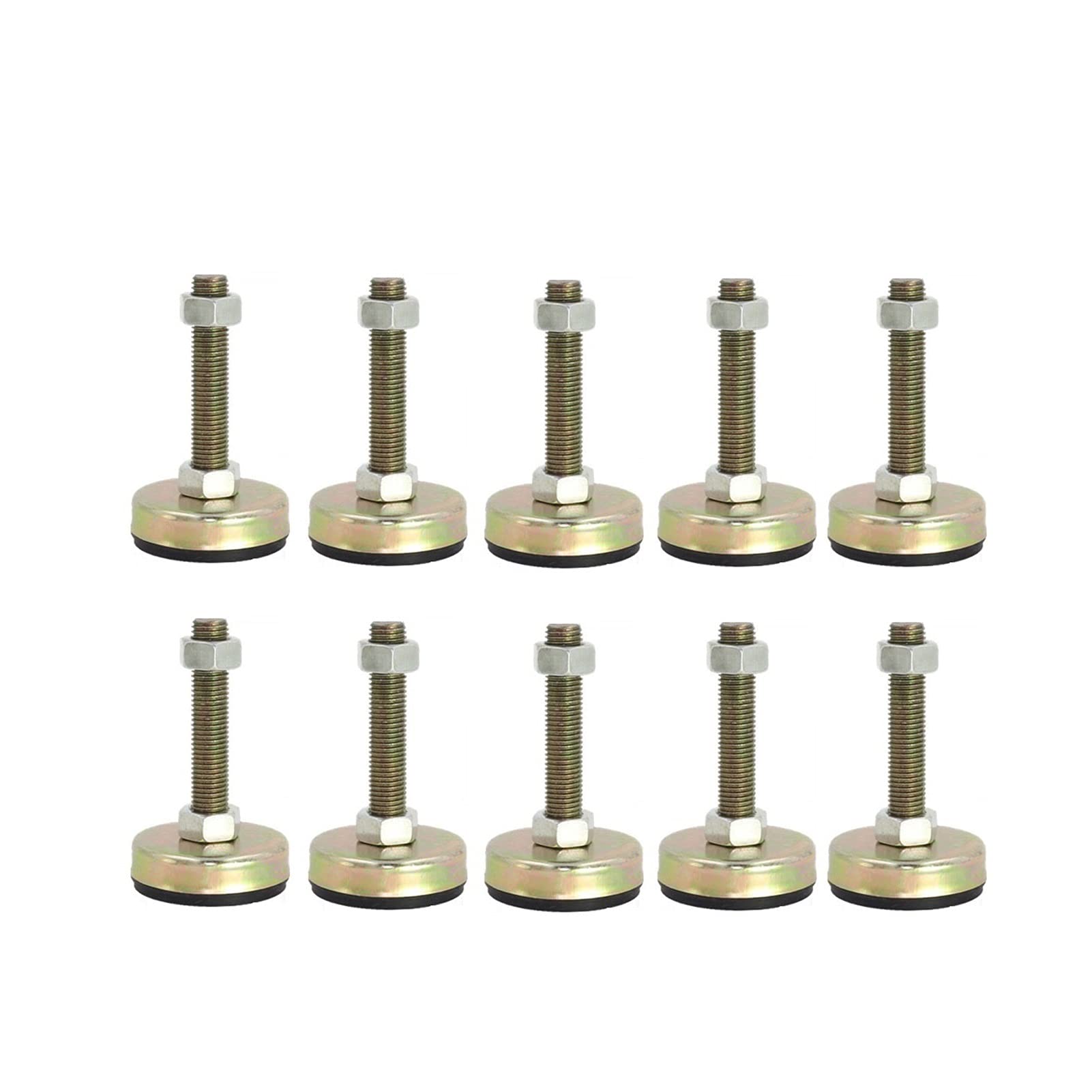 Piedini Regolabili di livellamento 10 Pezzi M8 M10 M12 Tappetino Scorrevole Regolabile filettato per Gambe del Tavolo Raddrizzatori Meccanici (D43*M12*60mm)