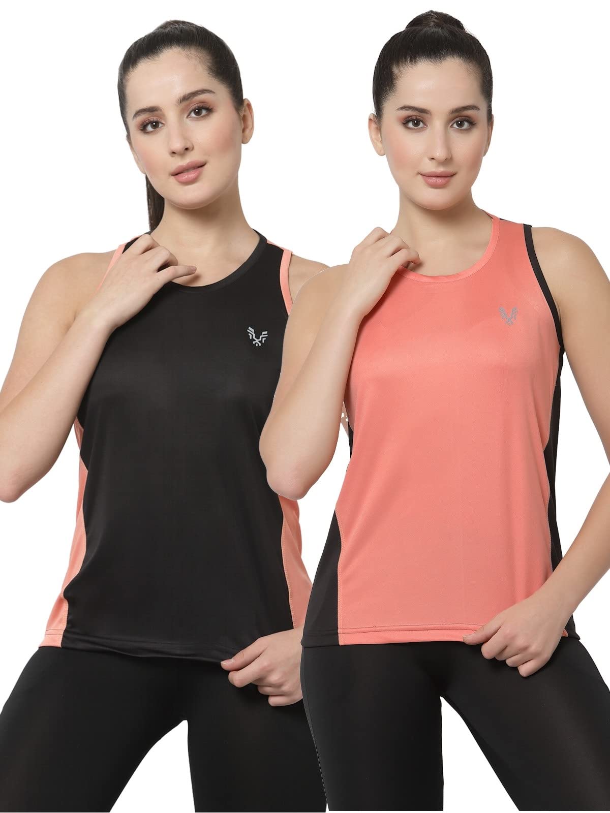 UZARUS Women's Dry Fit Workout Tank Top Sports Gym T-Shirt (Pack of 2)-picture-17