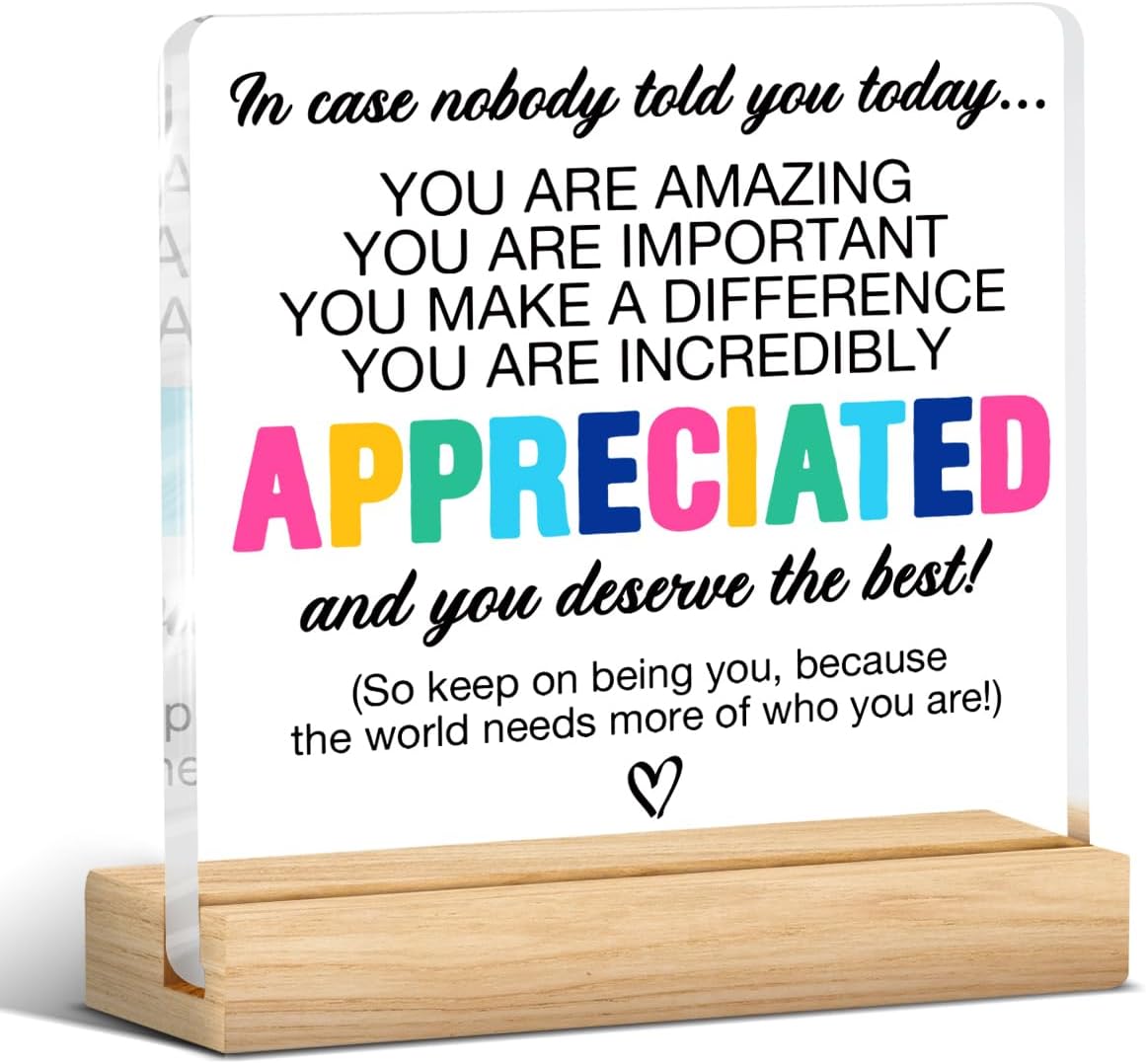 Thank You Appreciation Gifts for Colleague Coworker Boss Teacher, Inspirational Gifts for Women Men, Affirmation Gifts You Are Incredibly Appreciated Acrylic Desk Sign Decor