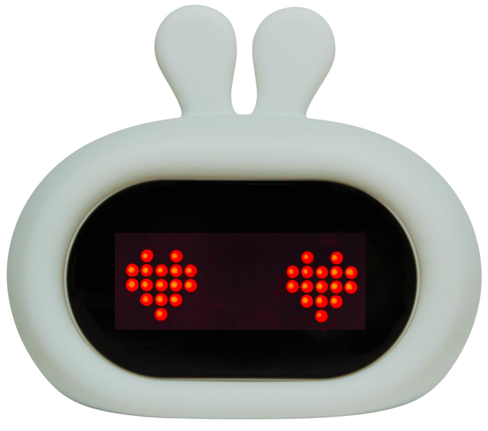 Réveil Enfant Lapin (Blanc) - avec Expressions Faciales et Fonction Tapotement - Lumière de Réveil - Entraîneur de Sommeil - Veilleuse - Jouet Numérique