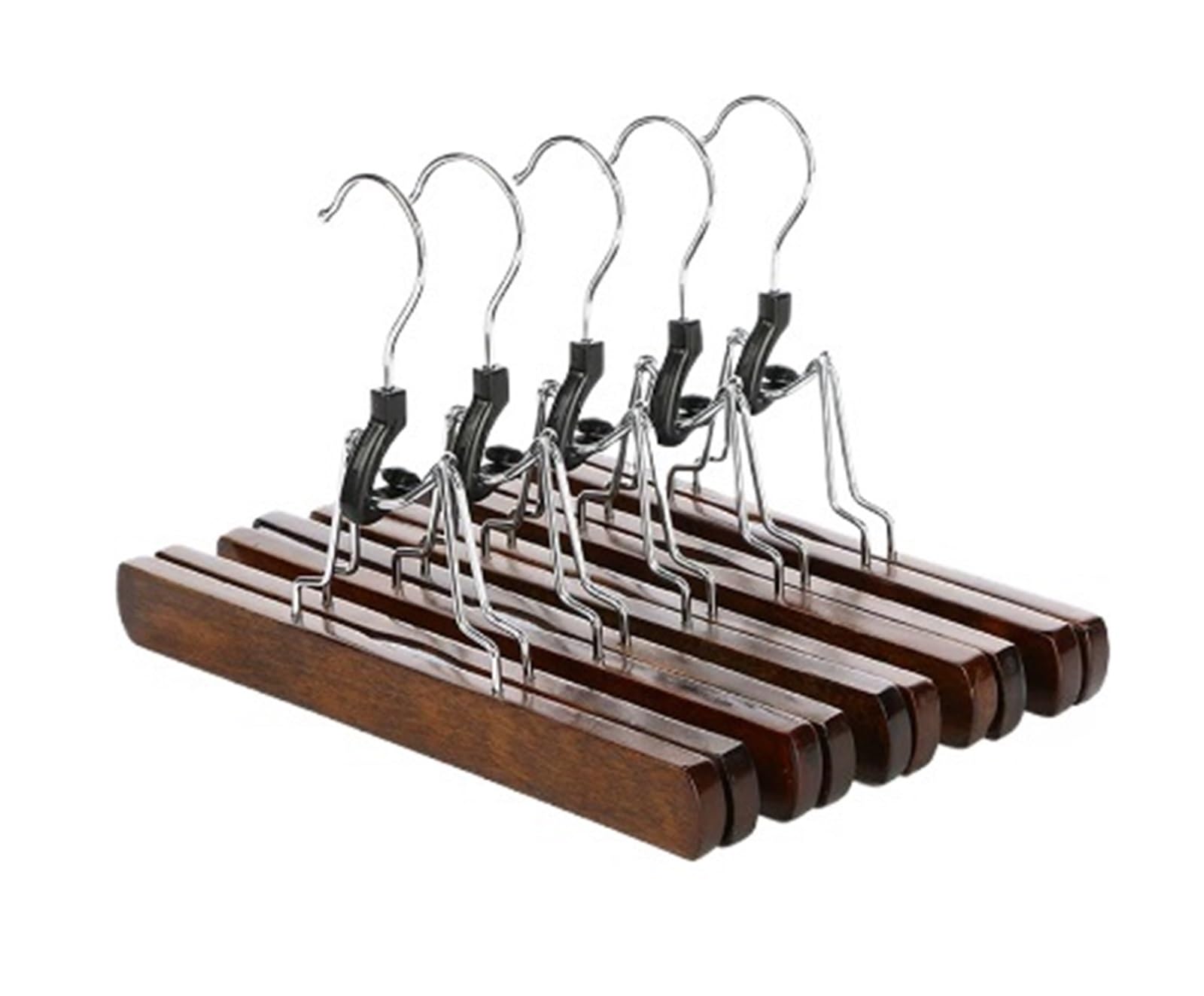 Perchas multifuncionales de madera para pantalones, organizador antideslizante para pantalones, perchas para faldas, armarios, pinzas para el pelo (marrón, 10 piezas)