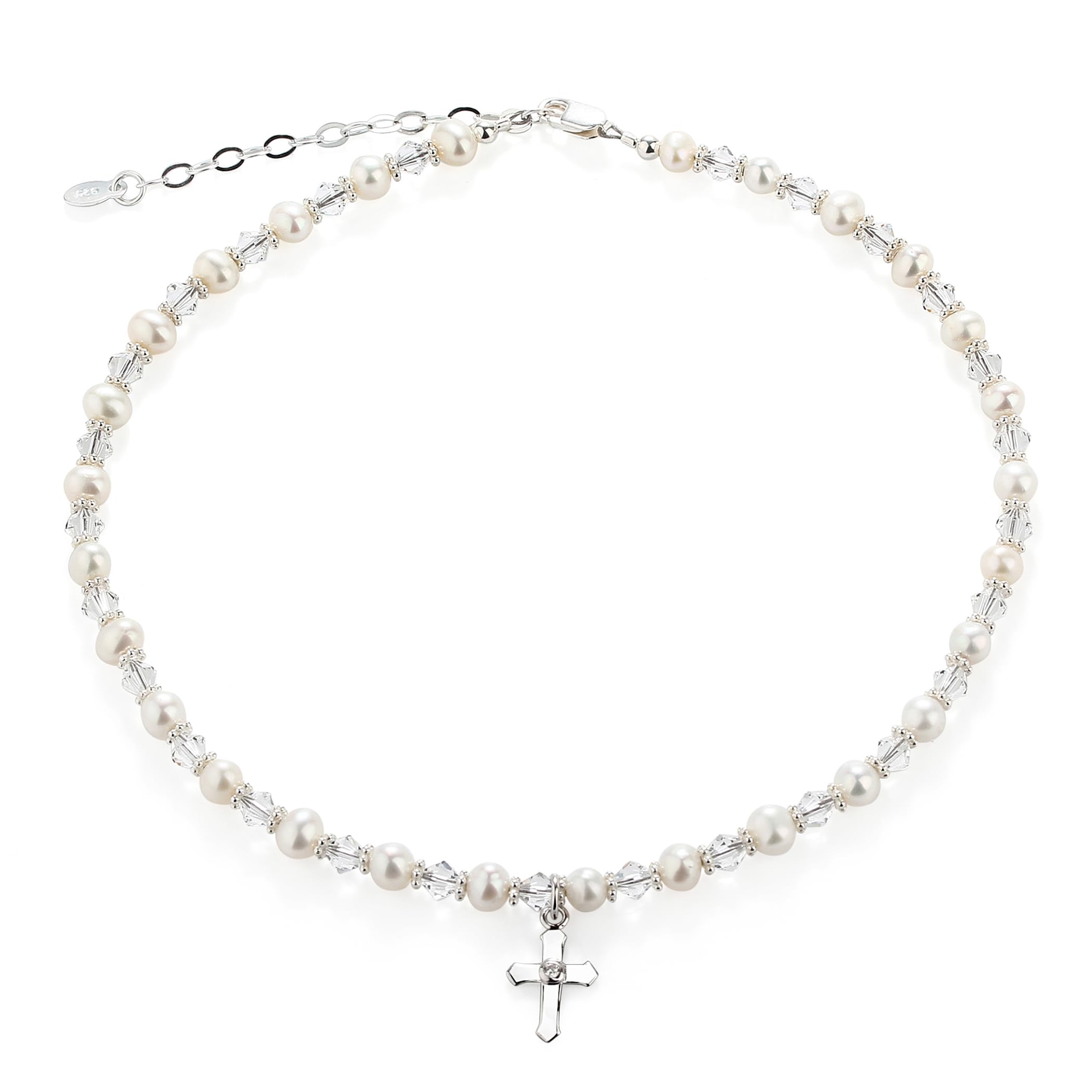 Precious Pieces Cross Bracelet, .925 Sterling Silver
