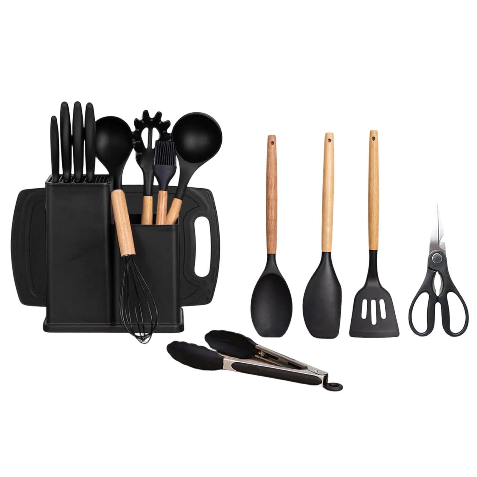 Set di utensili da cottura Set da 19 Pezzi in Silicone Antiaderente | Set di Strumenti da Cucina Per La Casa, Appartamento, Interno, Piano Di Lavoro, Famiglia