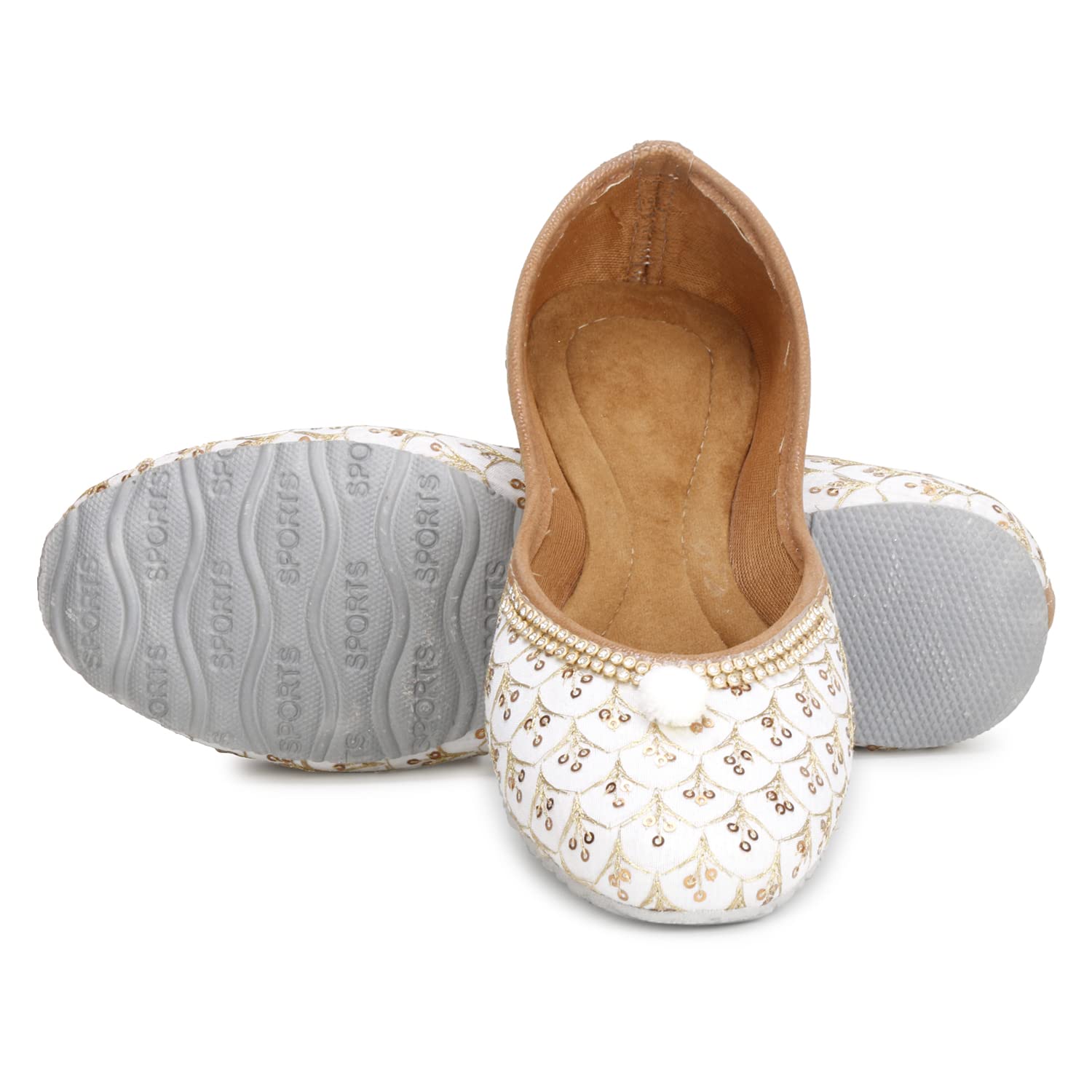 try feet Designer Fabric Women's Alluring Punjabi Jutti-picture-22