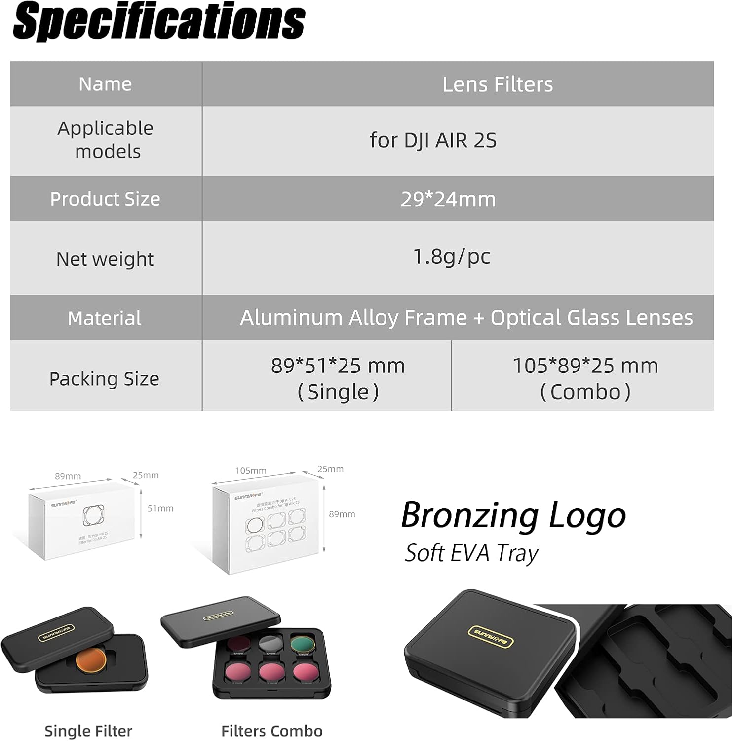 Mavic Air 2s ND Filter Set for DJI Air 2s Accessories, MCUV CPL Camera Lens Filter Sets (MCUV+CPL+ND4+ND8+ND16+ND32)