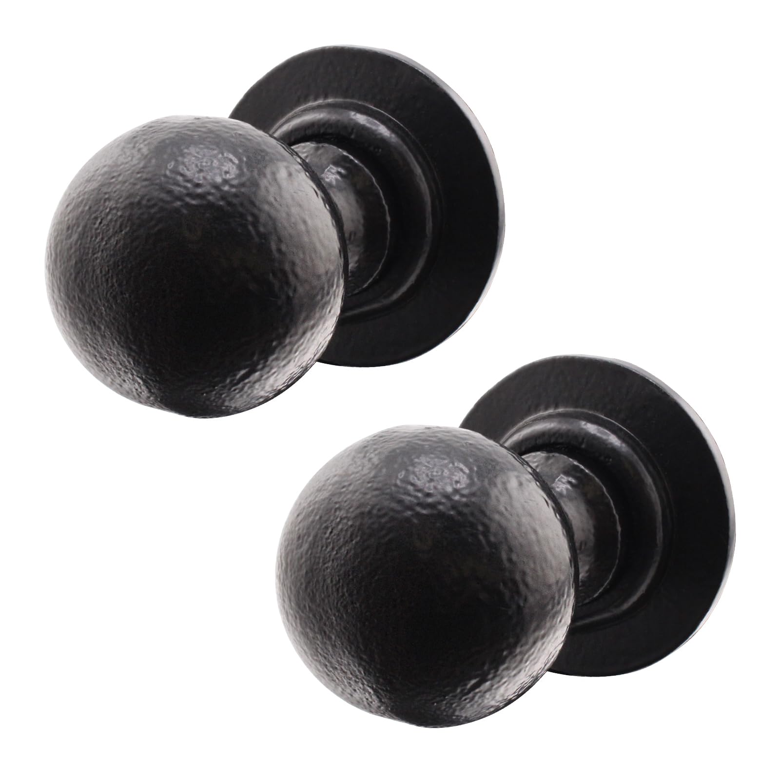 Eai Black Iron Door Knobs - 1 Pair Of Cast Iron Antique Ball Mortice Knobs