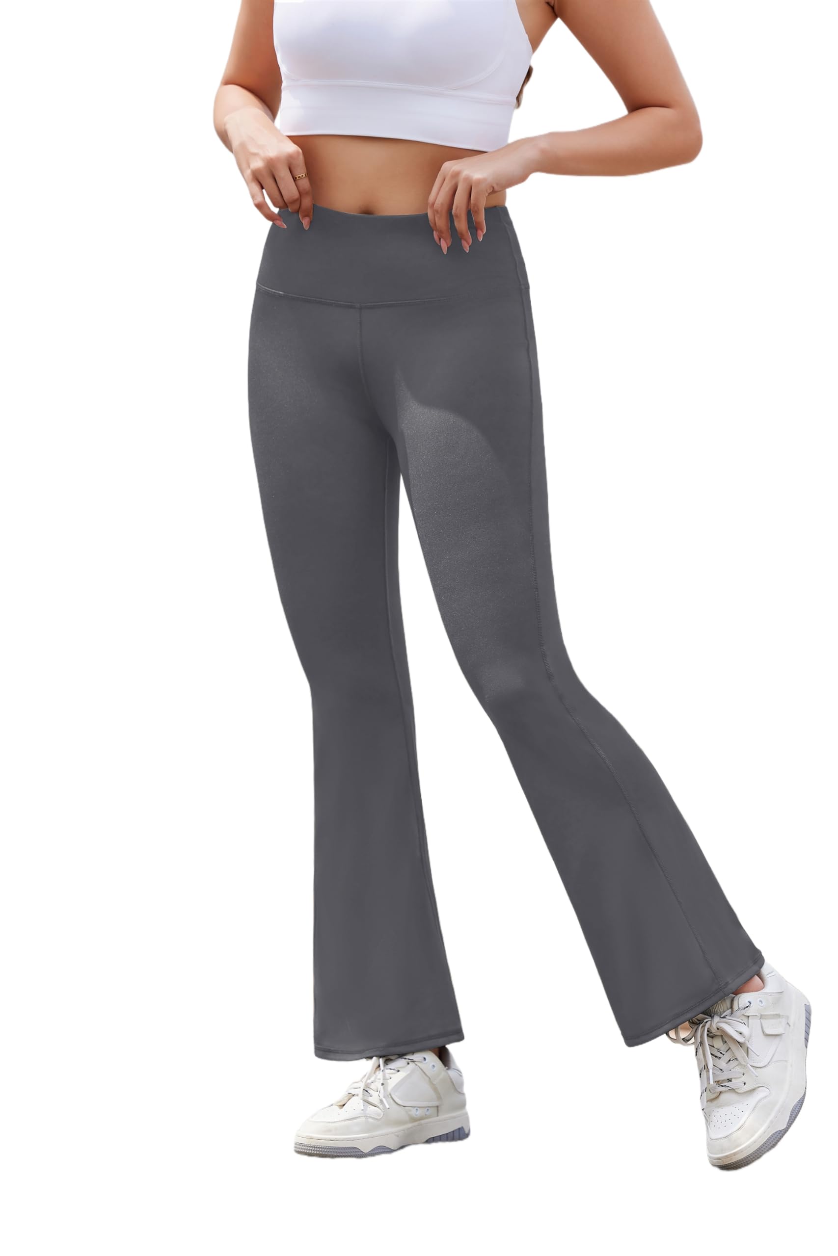 Zeagoo Damen Yoga Hose Bootcut High Waist Schlaghose Lang Stretch Sport Leggings Flared Fitnesshose Bequem Elastisch Jogginghosen