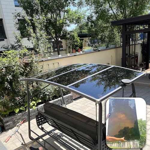 Hoja de policarbonato marrón de 2 mm para invernaderos, paneles de techo de aislamiento transparente y resistentes a la deformación, ideal para cobertizos, cocheras e iluminación natural (3.3 x 66.6