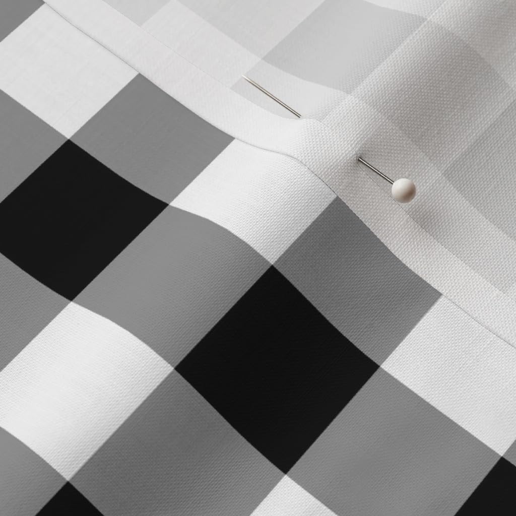 Spoonflower Fabric - Gingham Black White Gray Check Plaid Tartan Greyscale Buffalo Nursery Printed on Petal Signature Cotton Fabric Fat Quarter - Sewing Quilting Apparel Crafts Decor