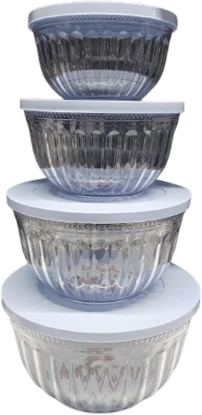 Mr.gadget's Solutions Multi Luxury 4-Piece Plastic Bowl Set With Airtight Lids – Stackable, Bpa-Free Food Storage Containers For Meal Prep, Fridge & Freezer – Leakproof & Microwave Safe