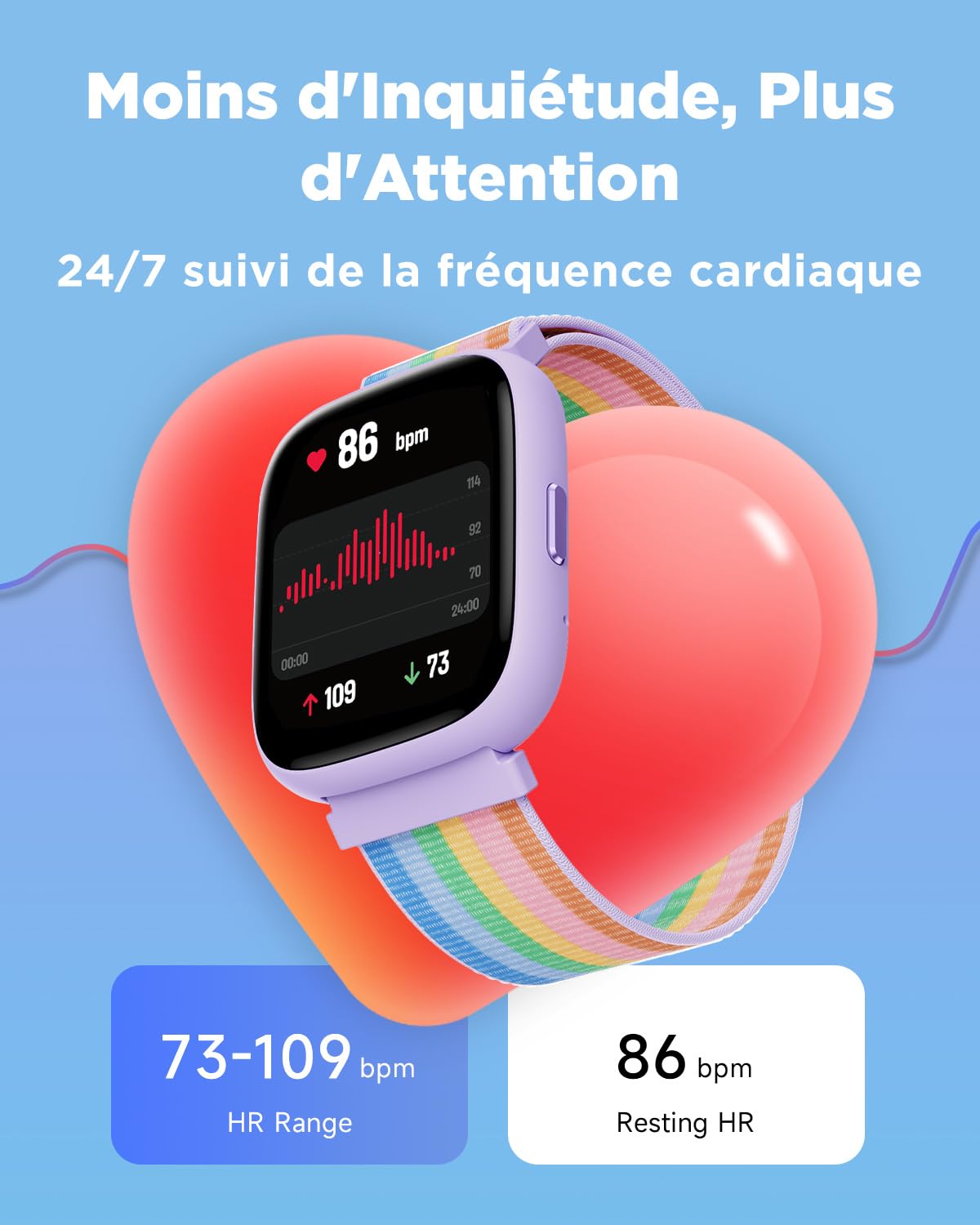 BIGGERFIVE Montre Enfant Non Connectée ou Connectée Librement, 1,8" Smartwatch Podomètre, Cardiofrequencemètre, IP68 Étanche, Moniteur de Sommeil, Jeux de Puzzle pour Filles Ados 5-16, Nylon