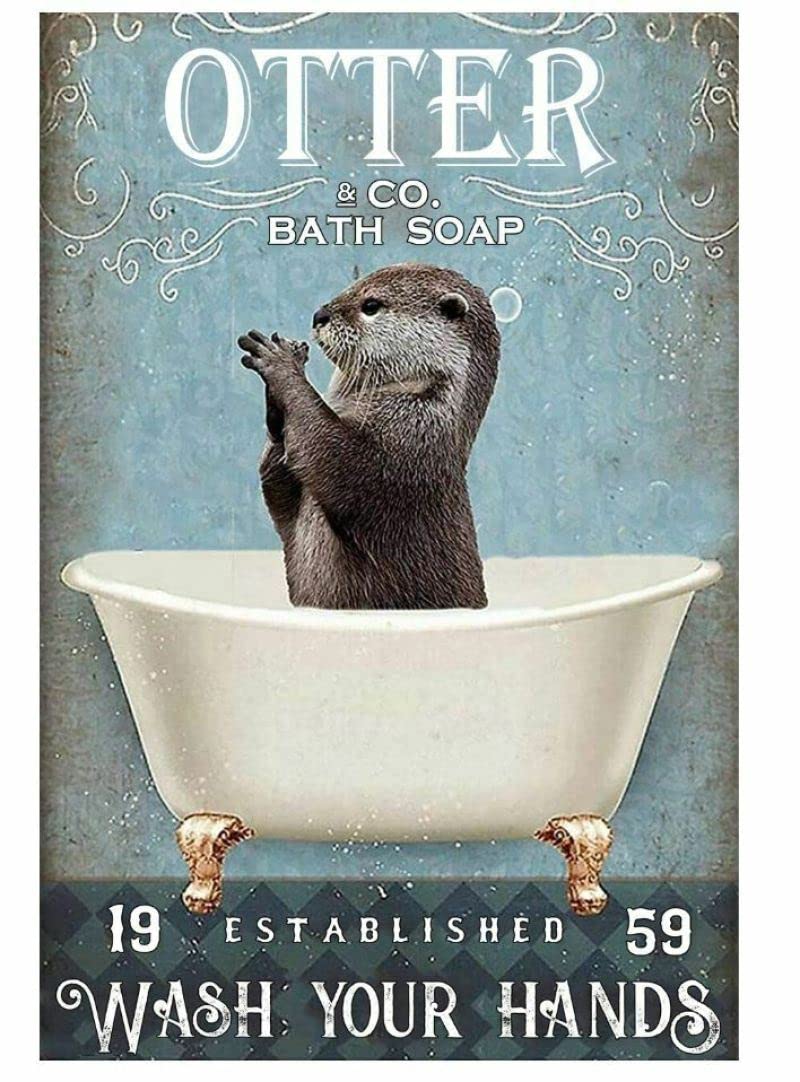 Yivxa Style-3300 Otter Bath Soap Vintage Metal Tin Sign 8X6 Inches Wall Decor For Bars Restaurants Cafes Pubs