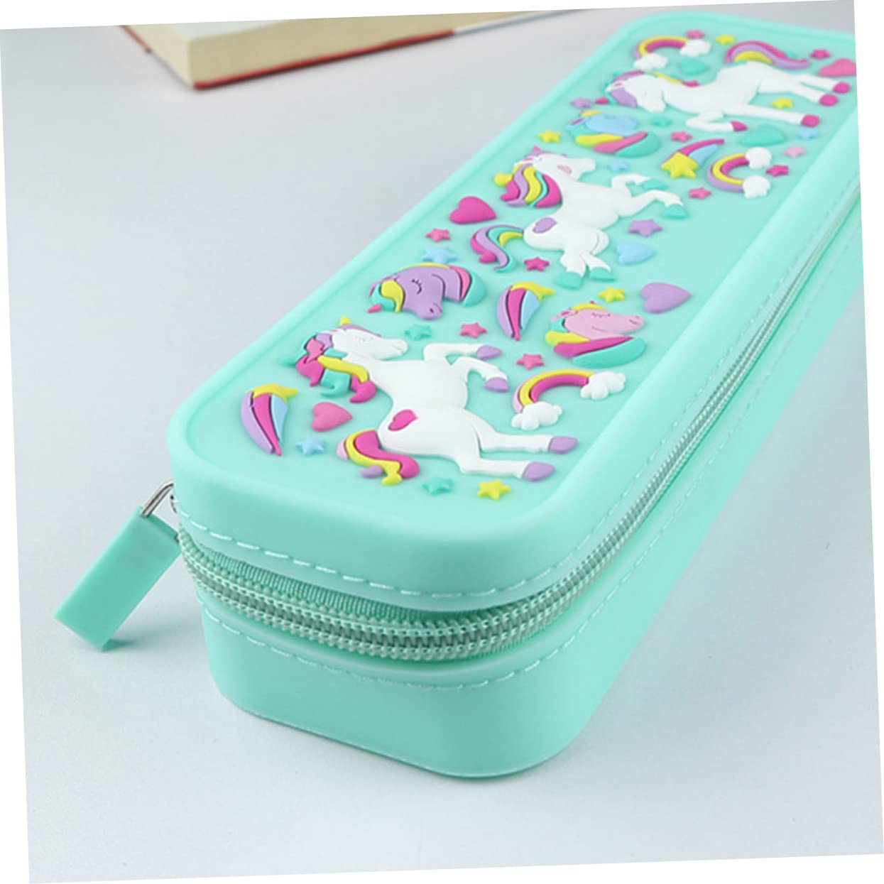 NUOBESTY 2pièces Trousse à Crayons Licorne Silicone Trousse Multifonctionnelle Étanche pour Filles Et Garçons Rangement Pratique pour Fournitures Scolaires Et Accessoires