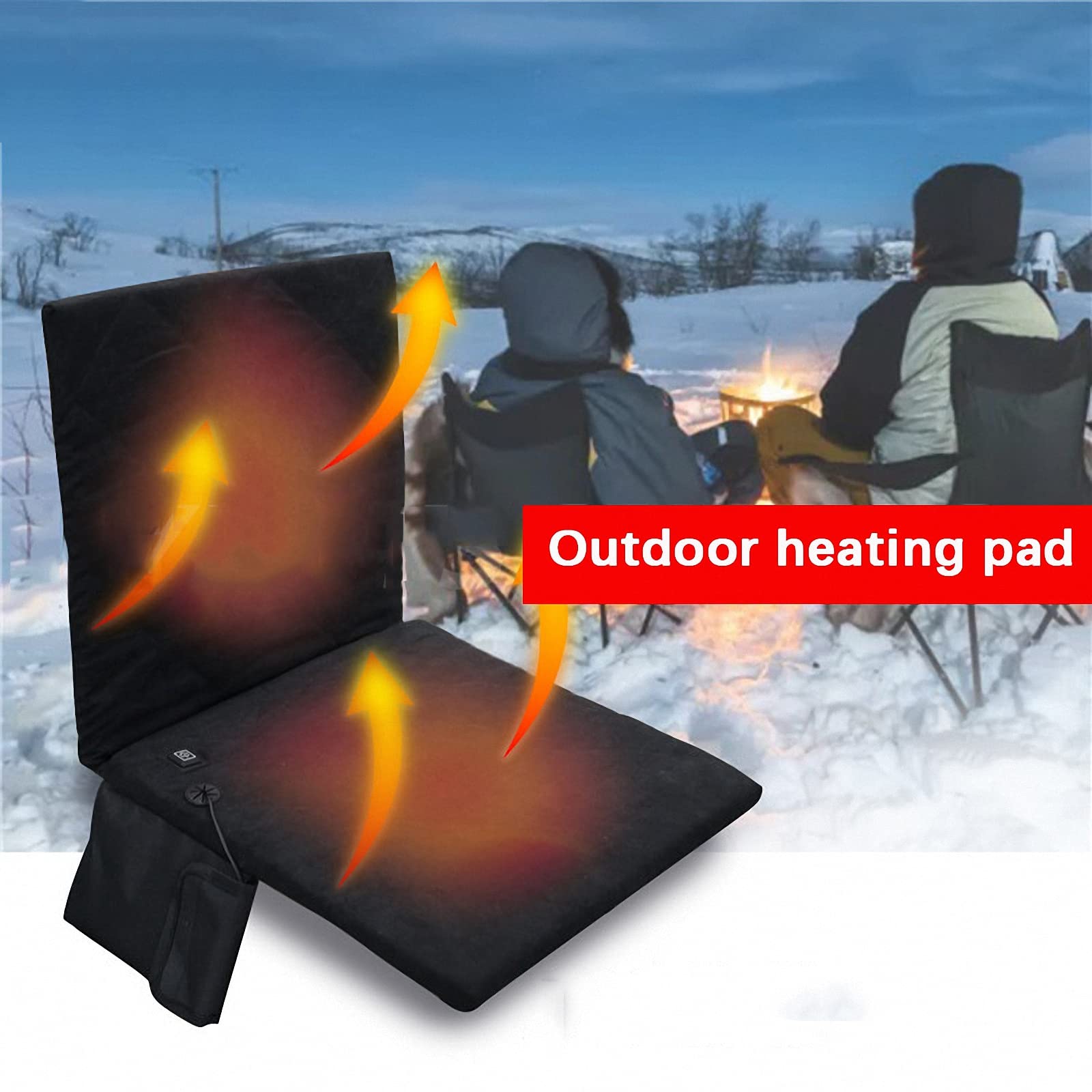 Almohadilla térmica USB para Exteriores de Invierno, para Acampar, Pescar y Acampar con Almohadilla térmica en el Respaldo, cómodo y cálido cojín para Silla de Playa