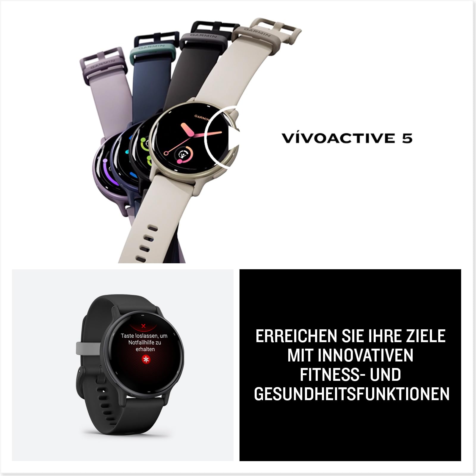Garmin Vivoactive 5 42mm GPS-Smartwatch mit 1,2" AMOLED Touchdisplay, 11 Tage Akkulaufzeit, Fitness- und Gesundheitsfunktionen, 30+ Sport-Apps, Musik, GarminPay